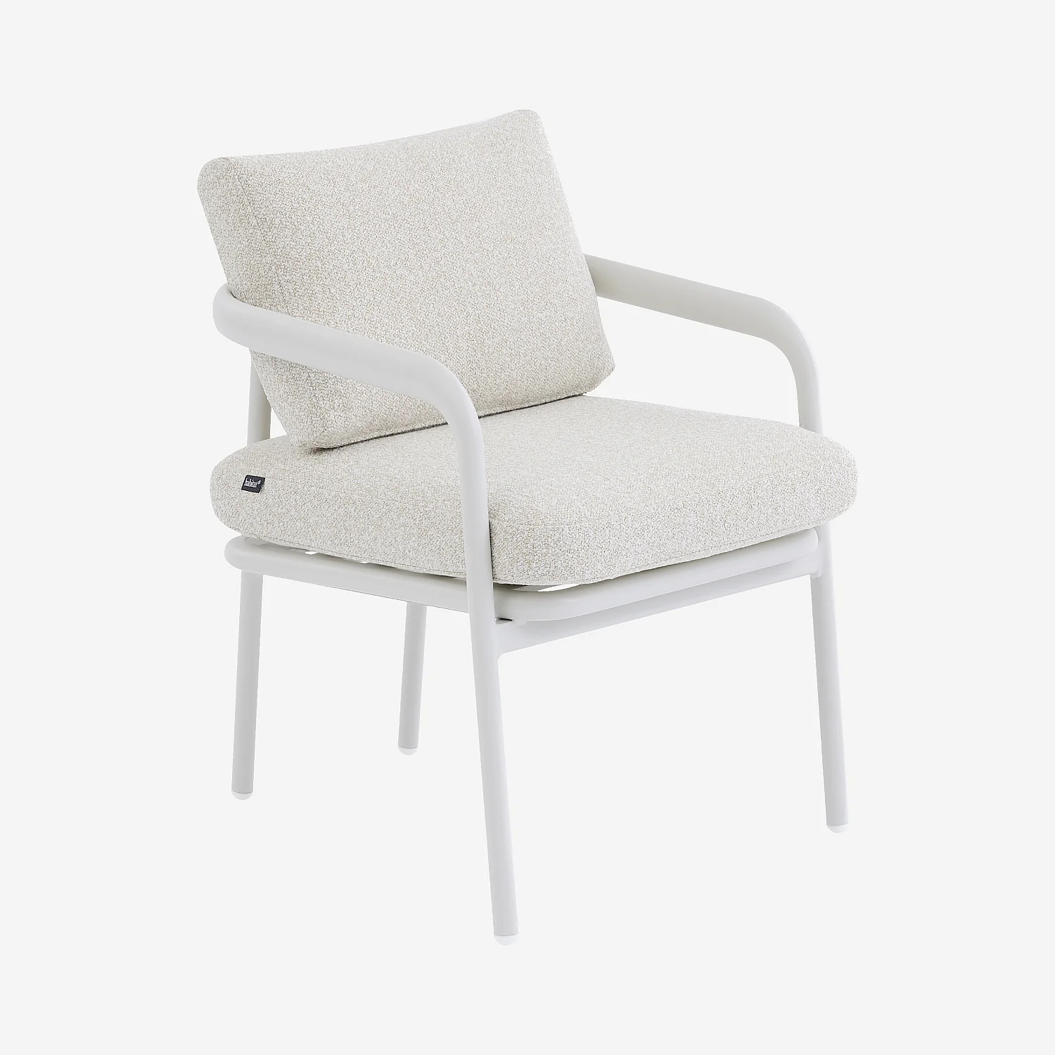 Lot de 2 chaises de jardin en aluminium et tissu texturé déperlant - Crème et blanc cassé - 5