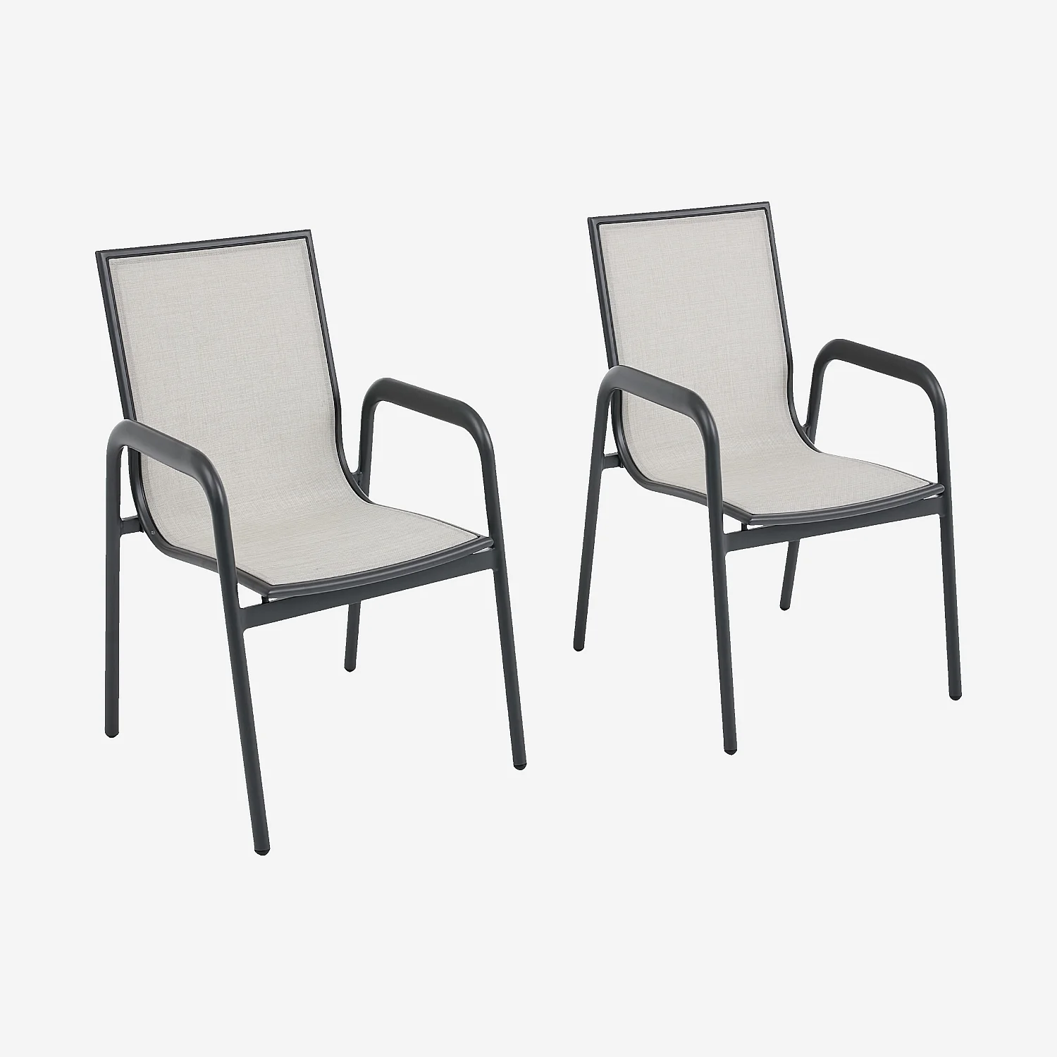 Chaise de jardin en aluminium et tissu déperlant - Gris clair et gris anthracite - 7