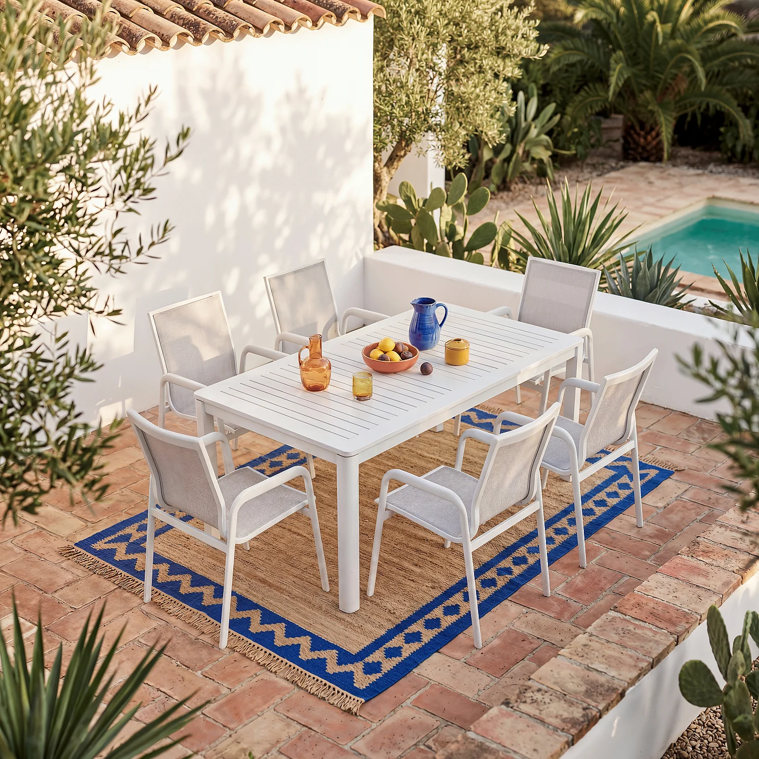 Table de jardin extensible en aluminium - Blanc cassé - 3