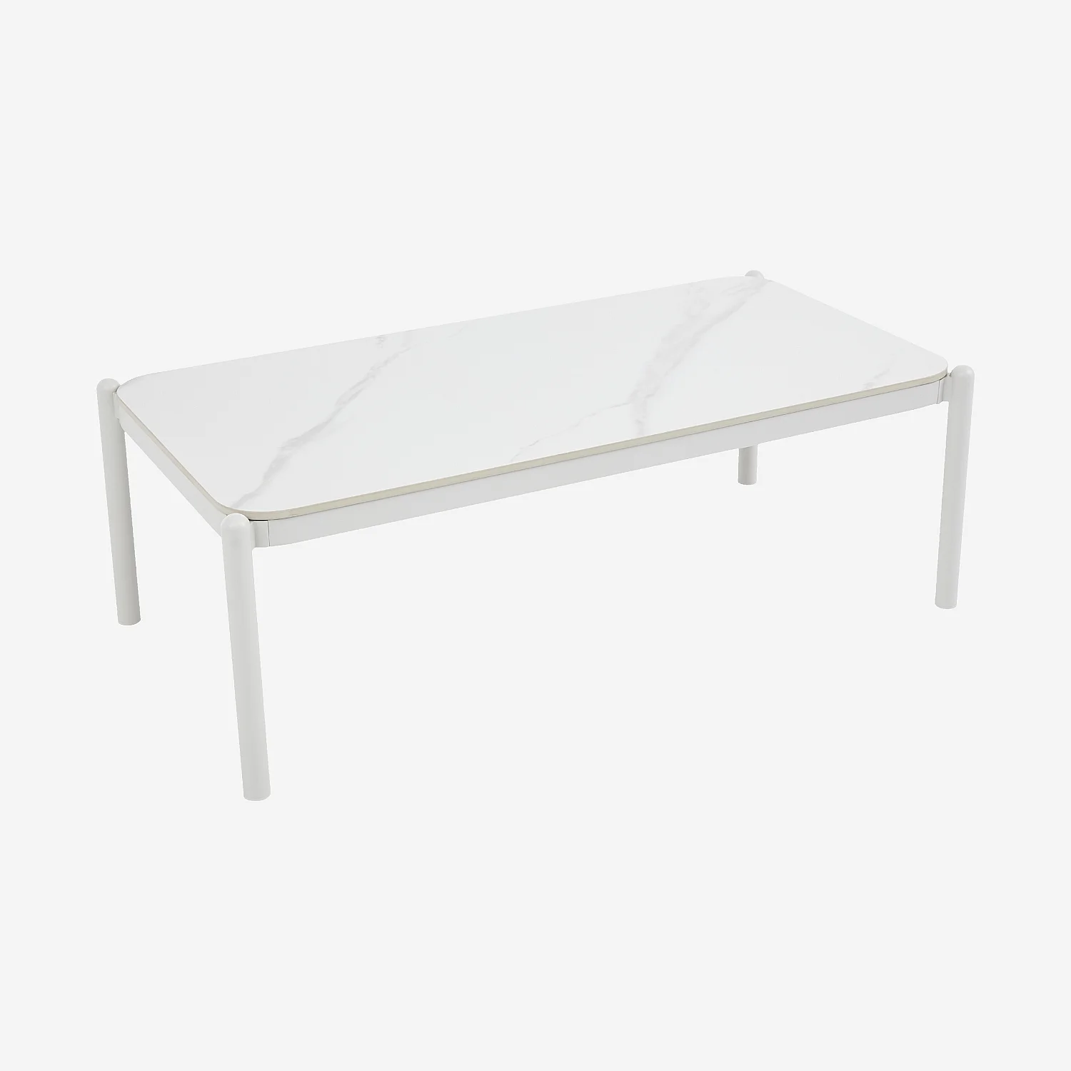 Table basse de jardin rectangulaire en aluminium et céramique - Blanc cassé - 5