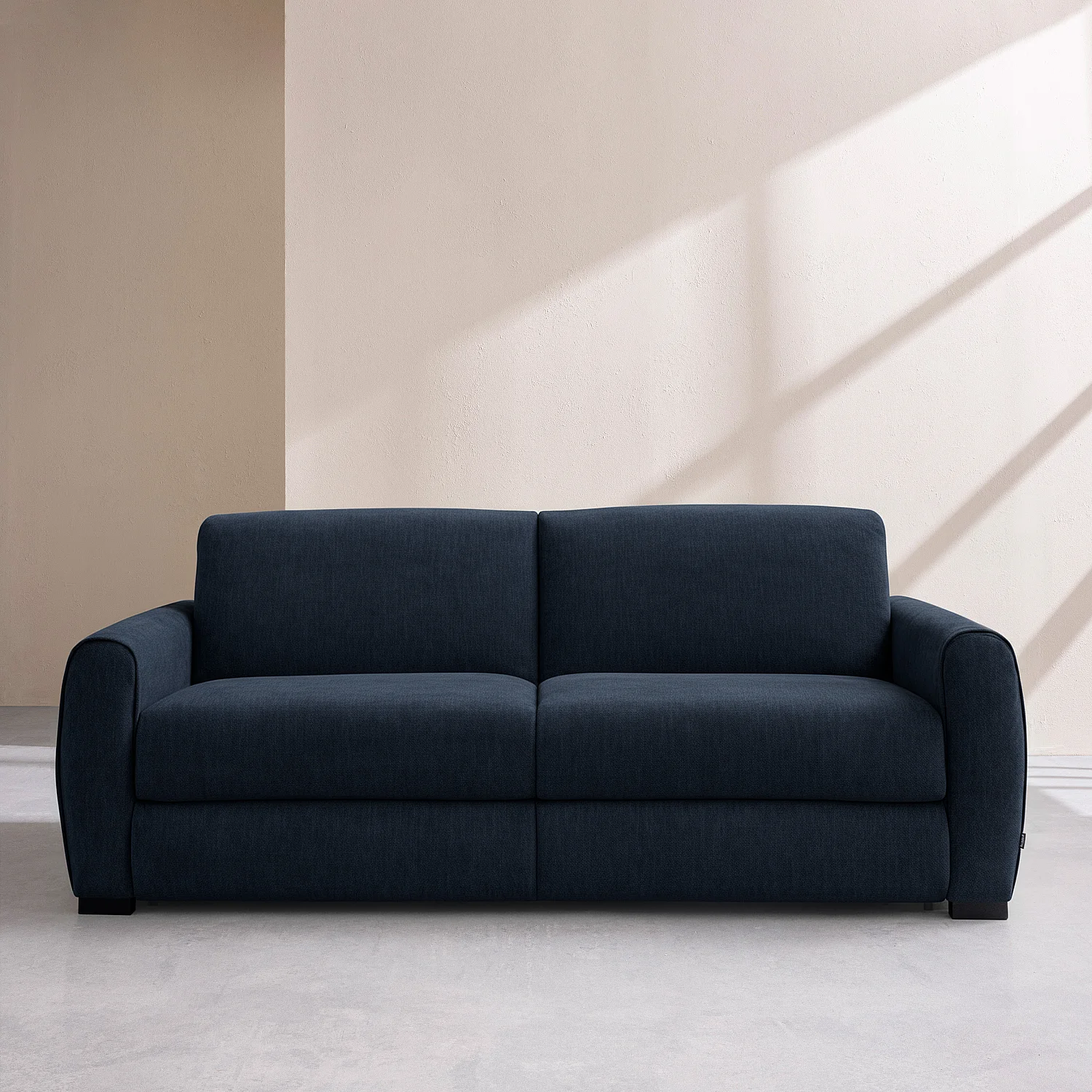 Canapé convertible 2 places - Couchage 140 cm - Matelas 16 cm - Tissu Lugano Bleu nuit - 1