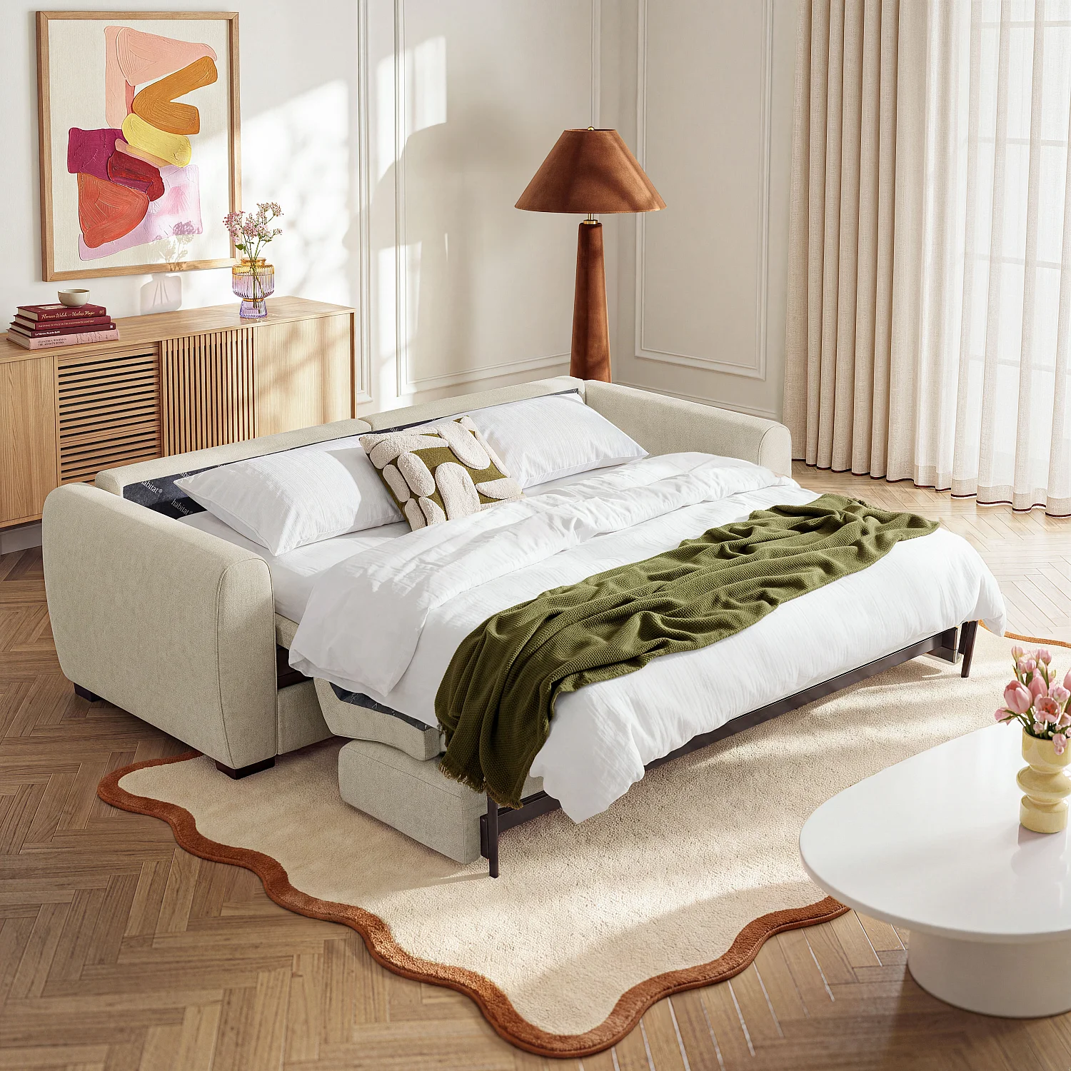 Canapé convertible 3 places - Couchage 160 cm - Matelas 16 cm - Tissu chenille déperlant Lugano - Bleu nuit - 7