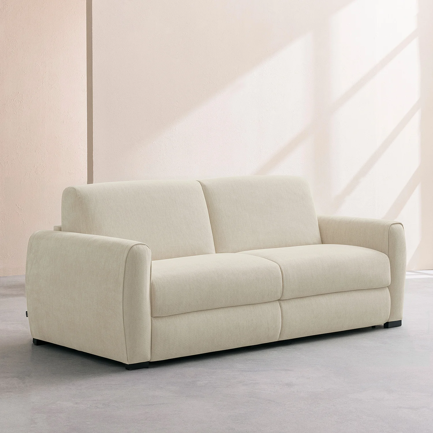 Canapé convertible 3 places - Couchage 160 cm - Matelas 16 cm - Tissu Lugano Beige  - 3