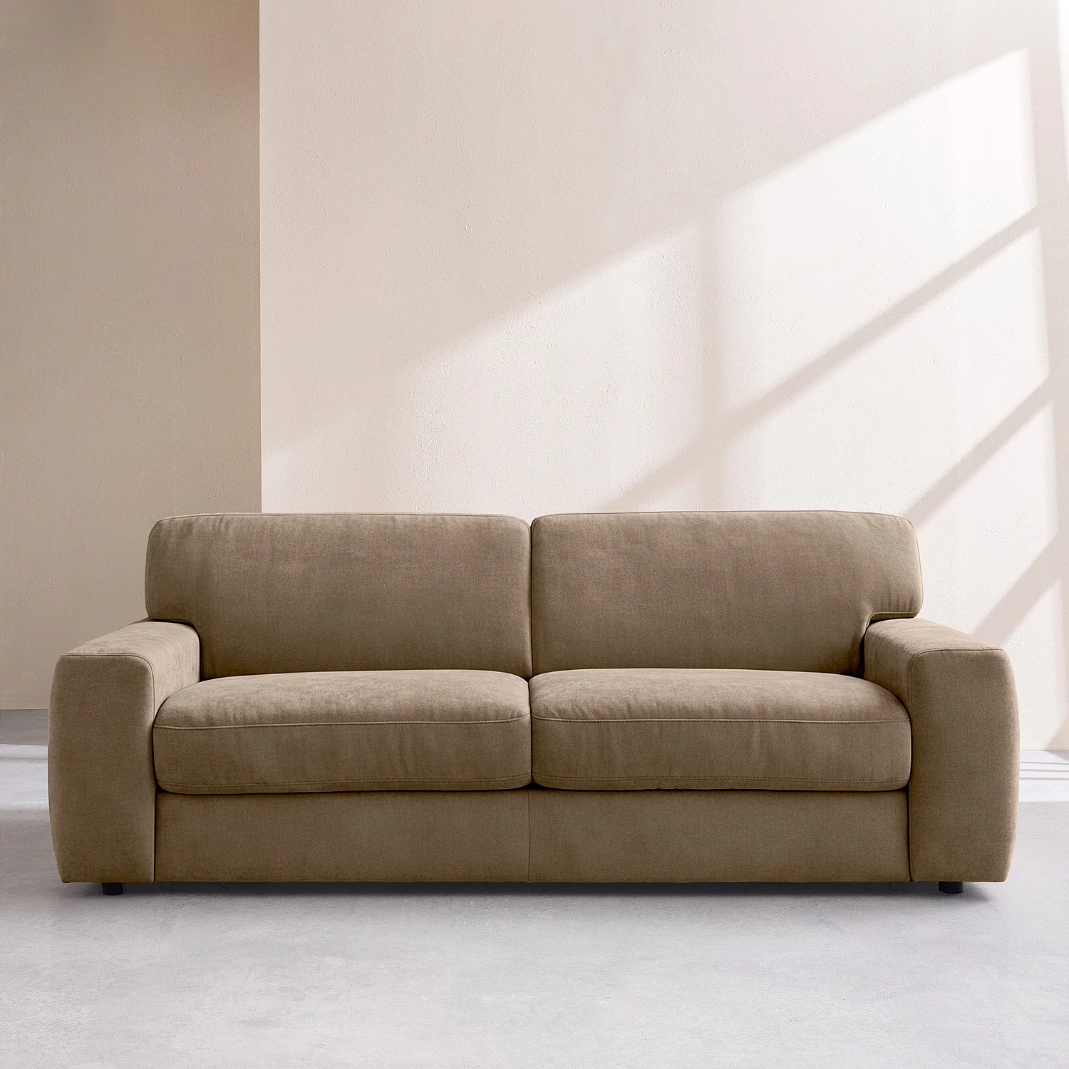 Canapé convertible 2 places - Couchage 140 cm - Matelas 16 cm - Tissu Atrani Marron glacé - 1