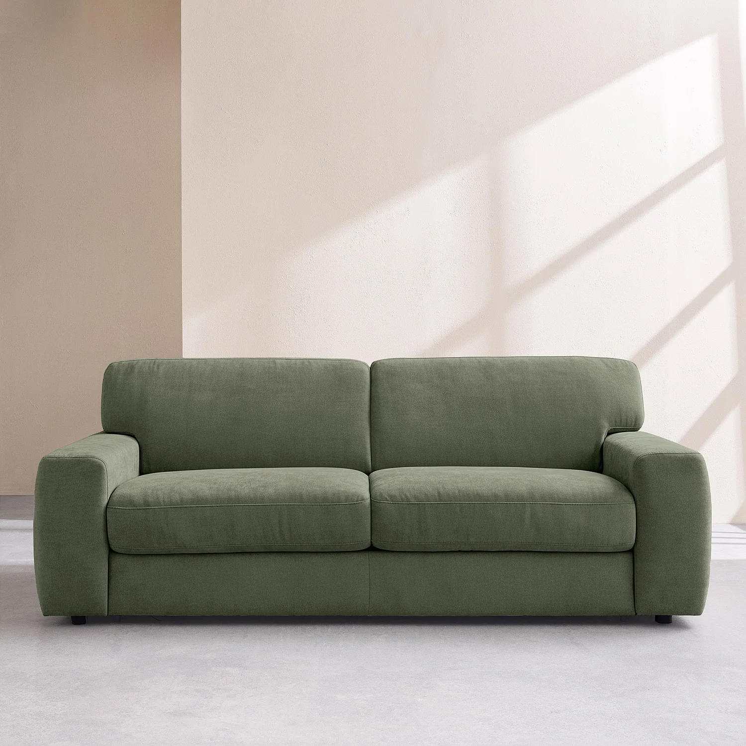 Canapé convertible 2 places - Couchage 140 cm - Matelas 16 cm - Tissu Atrani Vert sapin - 1