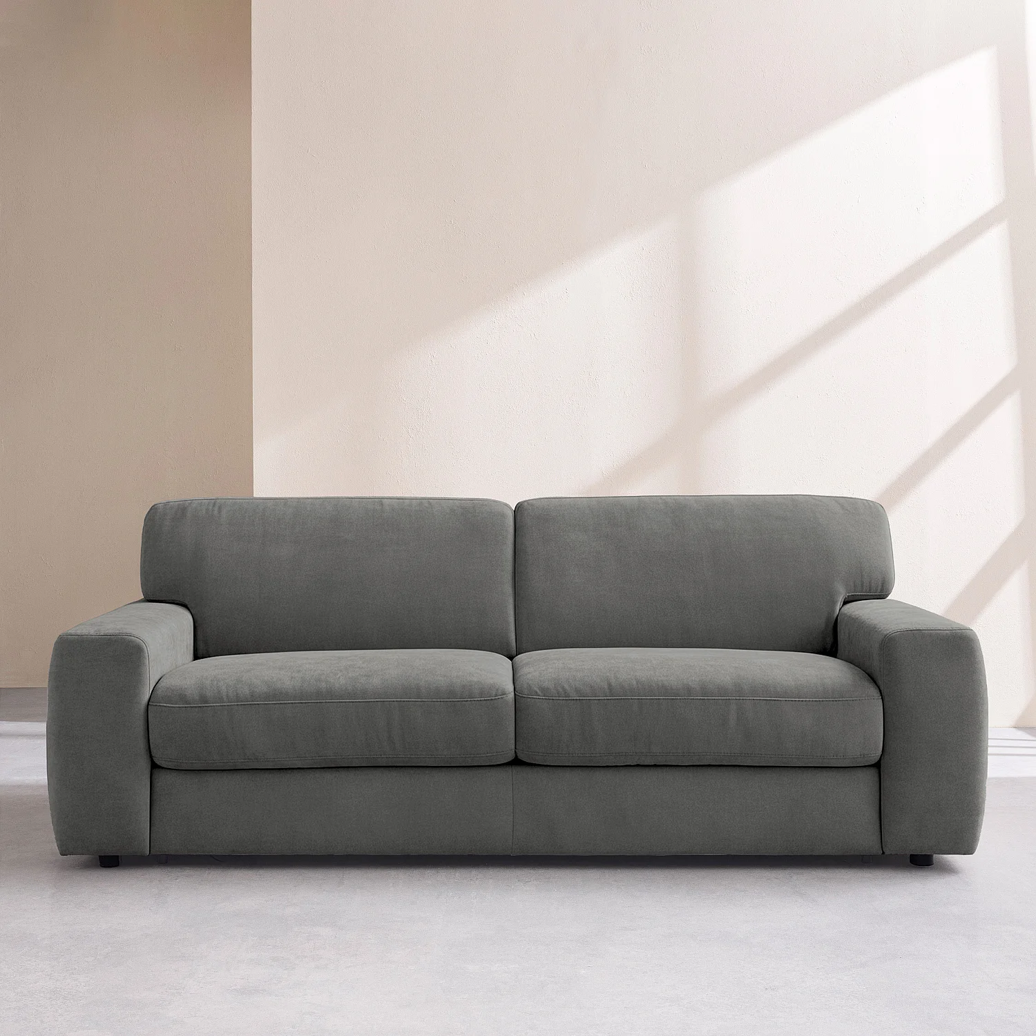 Canapé convertible 3 places - Couchage 160 cm - Matelas 16 cm - Tissu Atrani Gris ardoise - 1