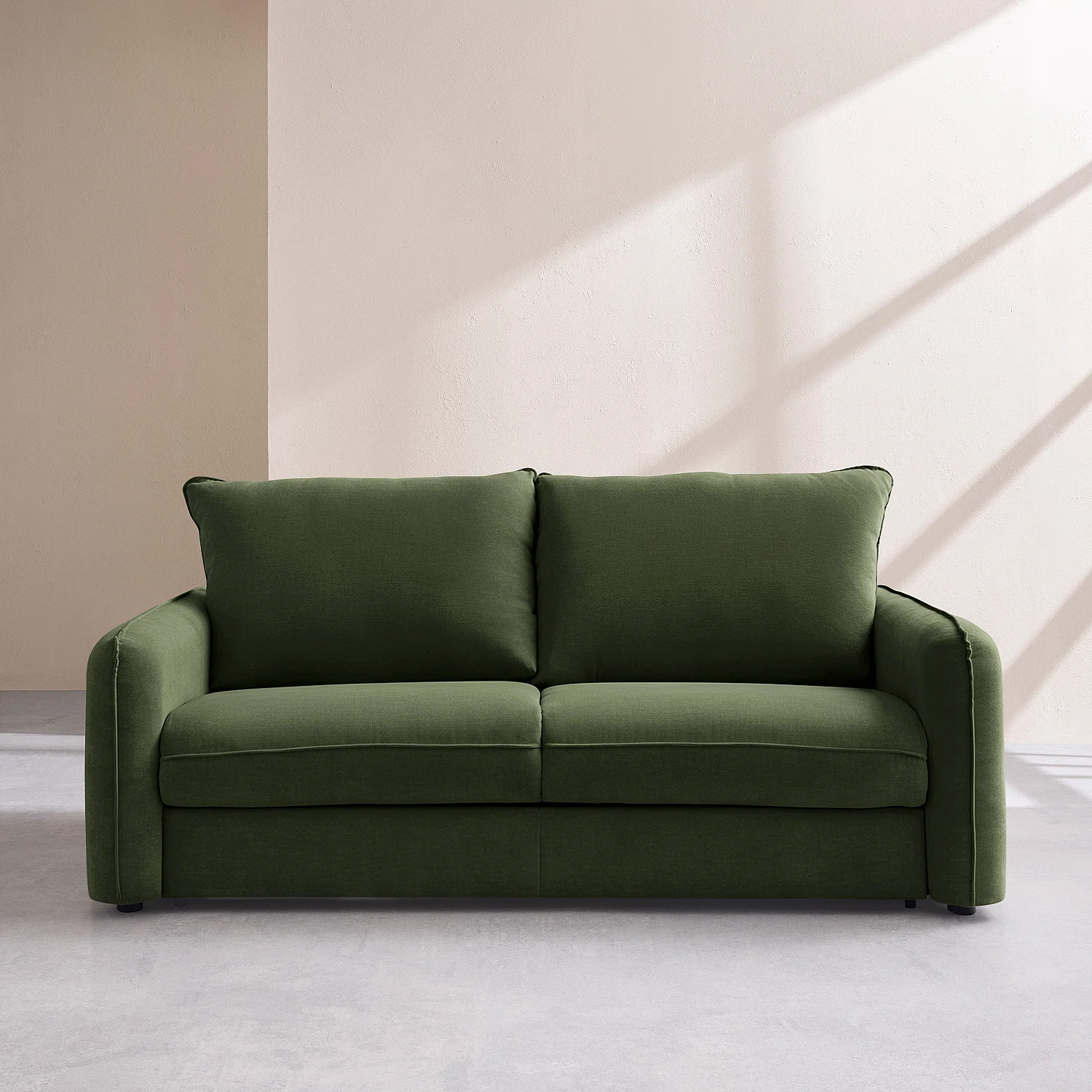 Canapé convertible 3 places - Couchage 160 cm - Matelas 16 cm - Tissu Norcia Vert kaki - 1