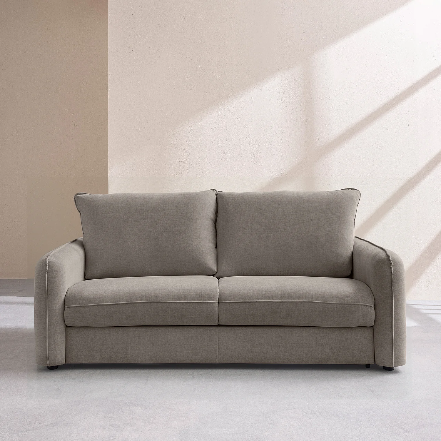 Canapé convertible 2 places - Couchage 140 cm - Matelas 16 cm - Tissu Norcia Taupe - 1