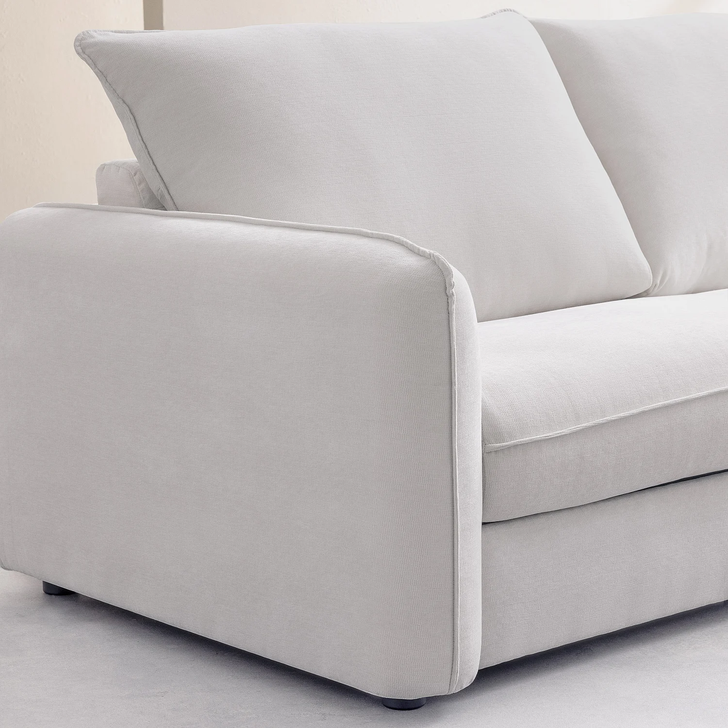 Canapé convertible 2 places - Couchage 140 cm - Matelas 16 cm - Tissu Norcia Écru - 8