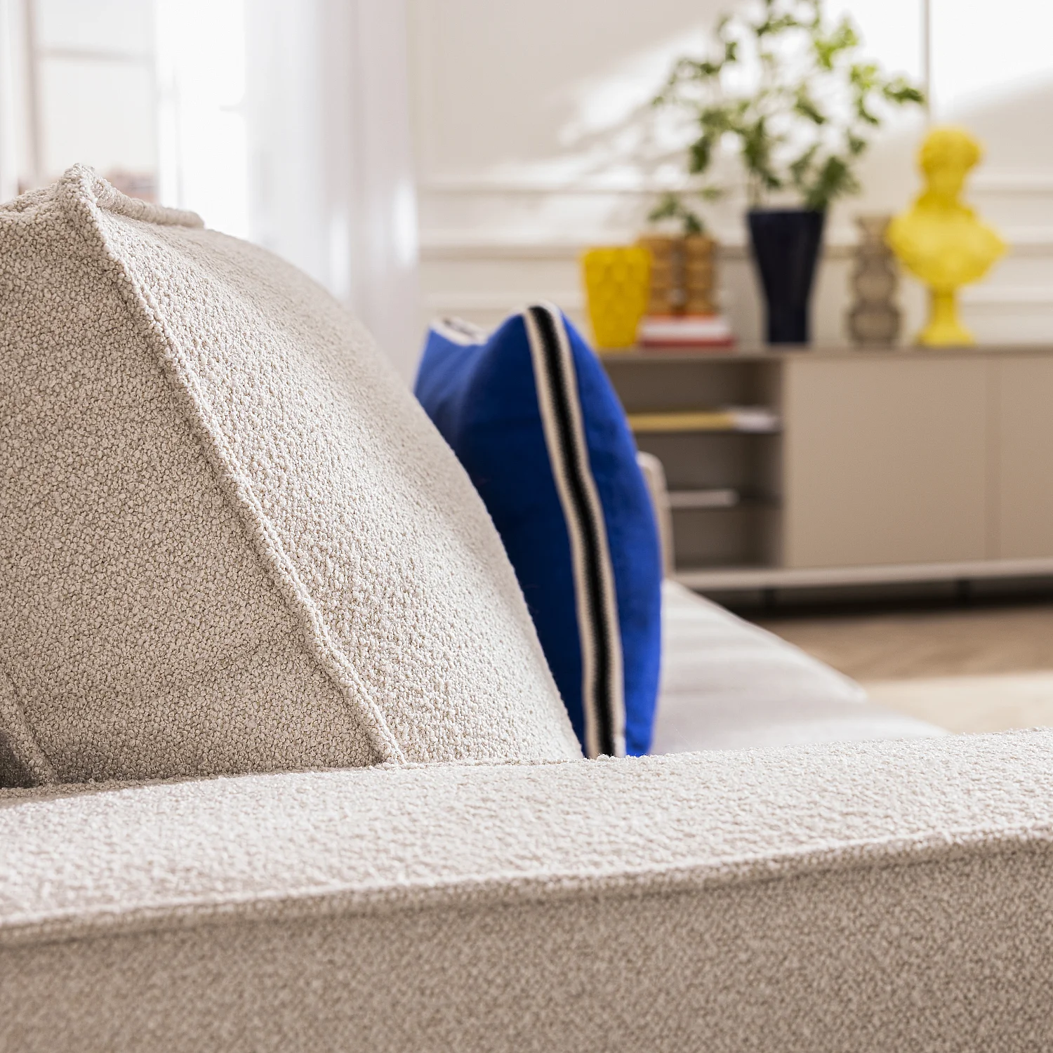 Canapé convertible 2 places - Couchage 140 cm - Matelas 16 cm - Tissu Tolfa Crème - 6