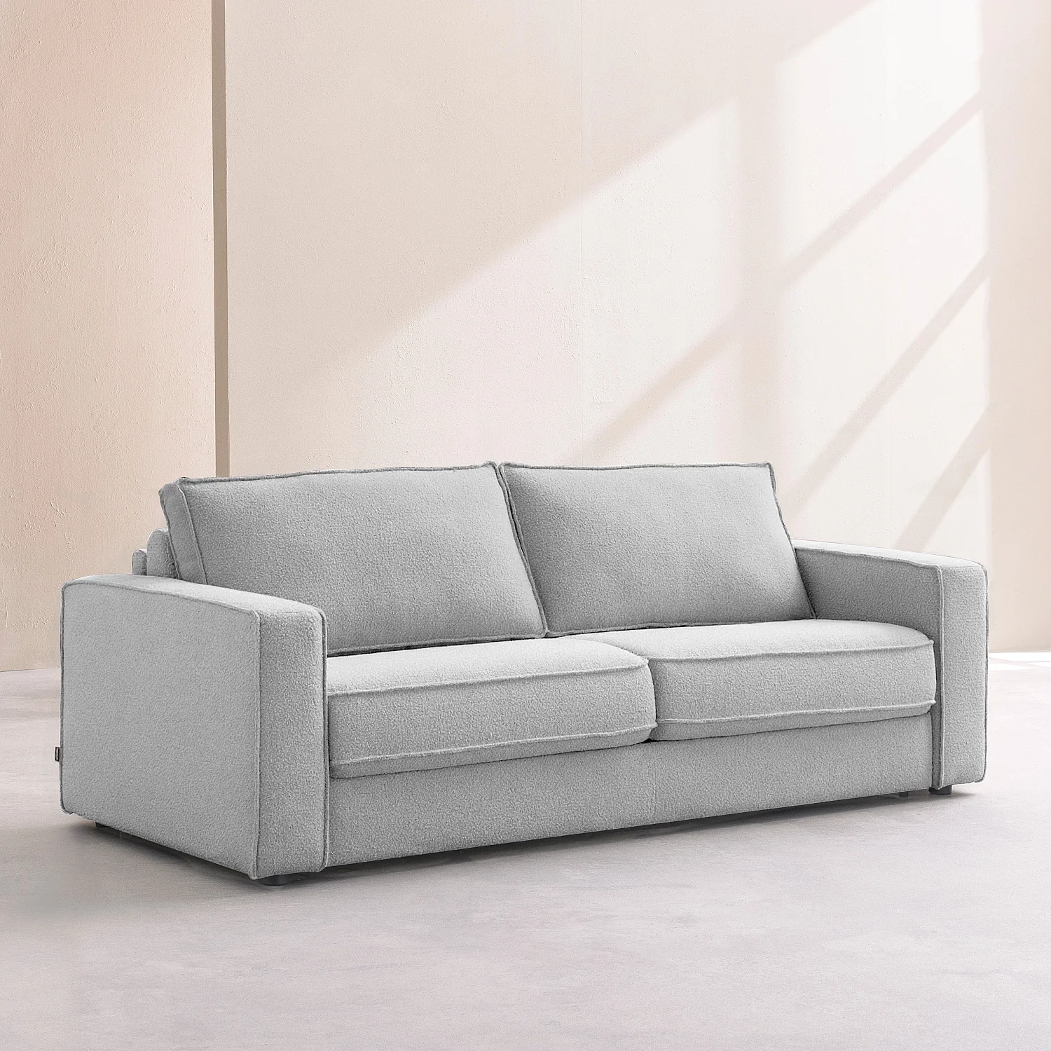 Canapé convertible 2 places - Couchage 140 cm - Matelas 13 cm - Tissu Tolfa Gris argent - 3