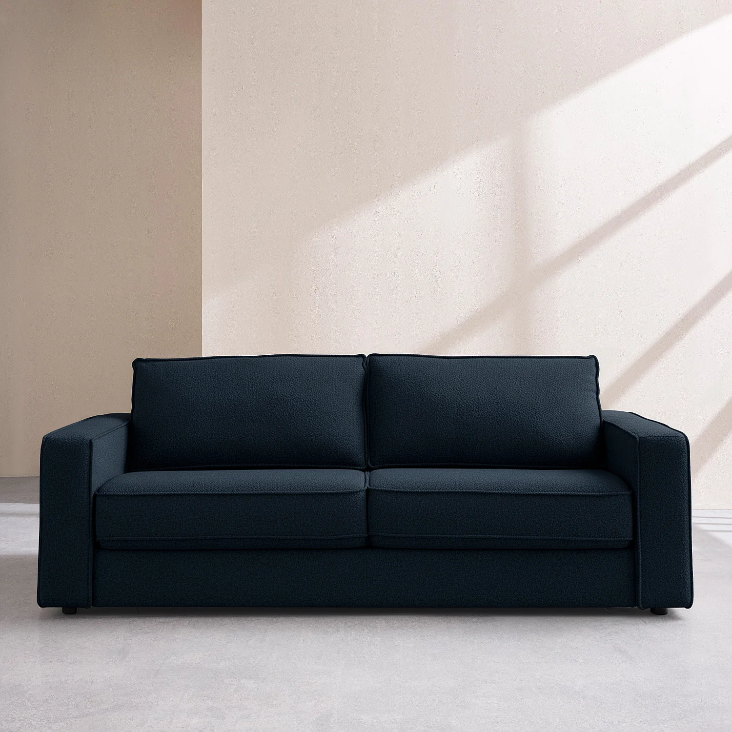 Canapé convertible 2 places - Couchage 140 cm - Matelas 16 cm - Tissu Tolfa Bleu marine - 1