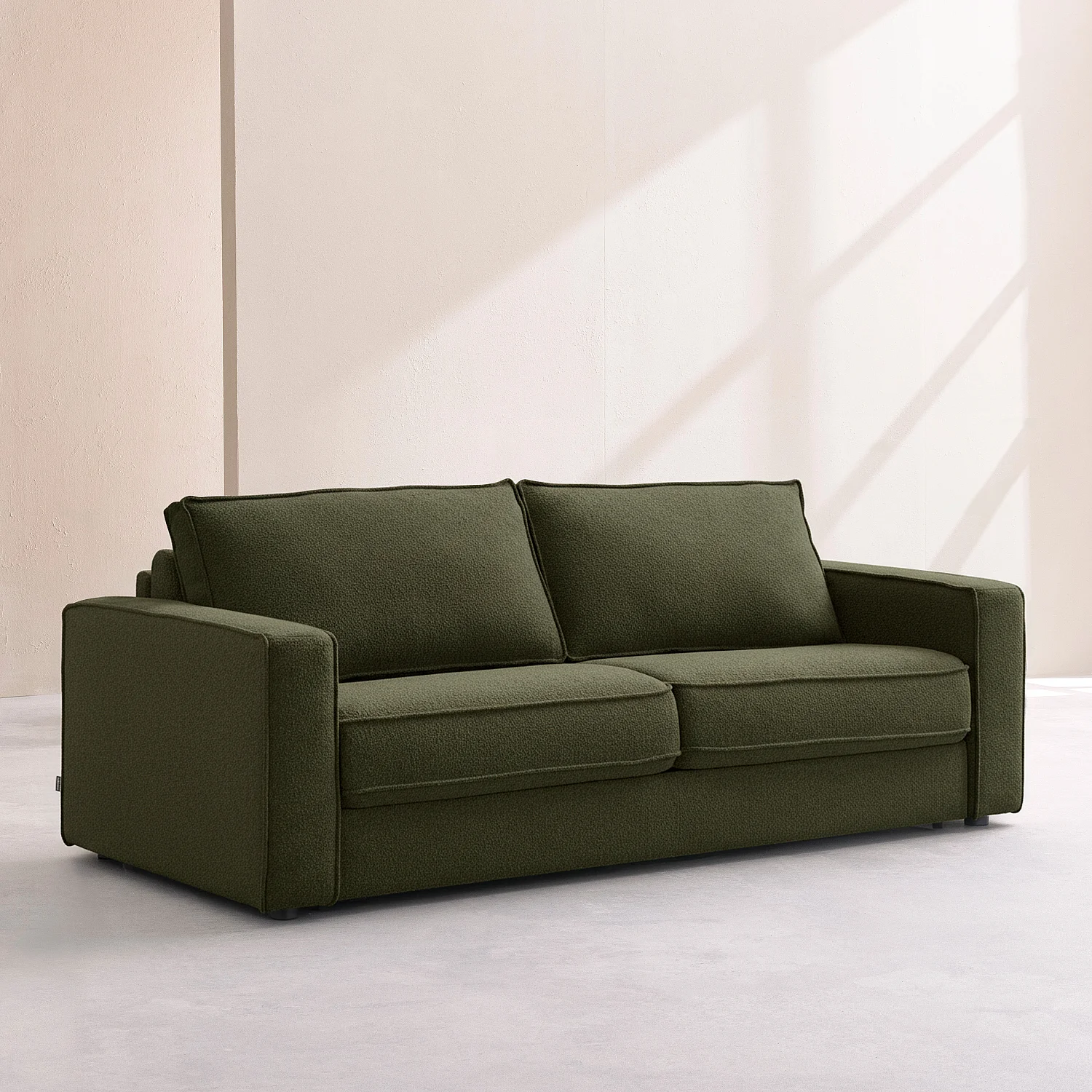 Canapé convertible 2 places - Couchage 140 cm - Matelas 16 cm - Tissu Tolfa Vert kaki - 3