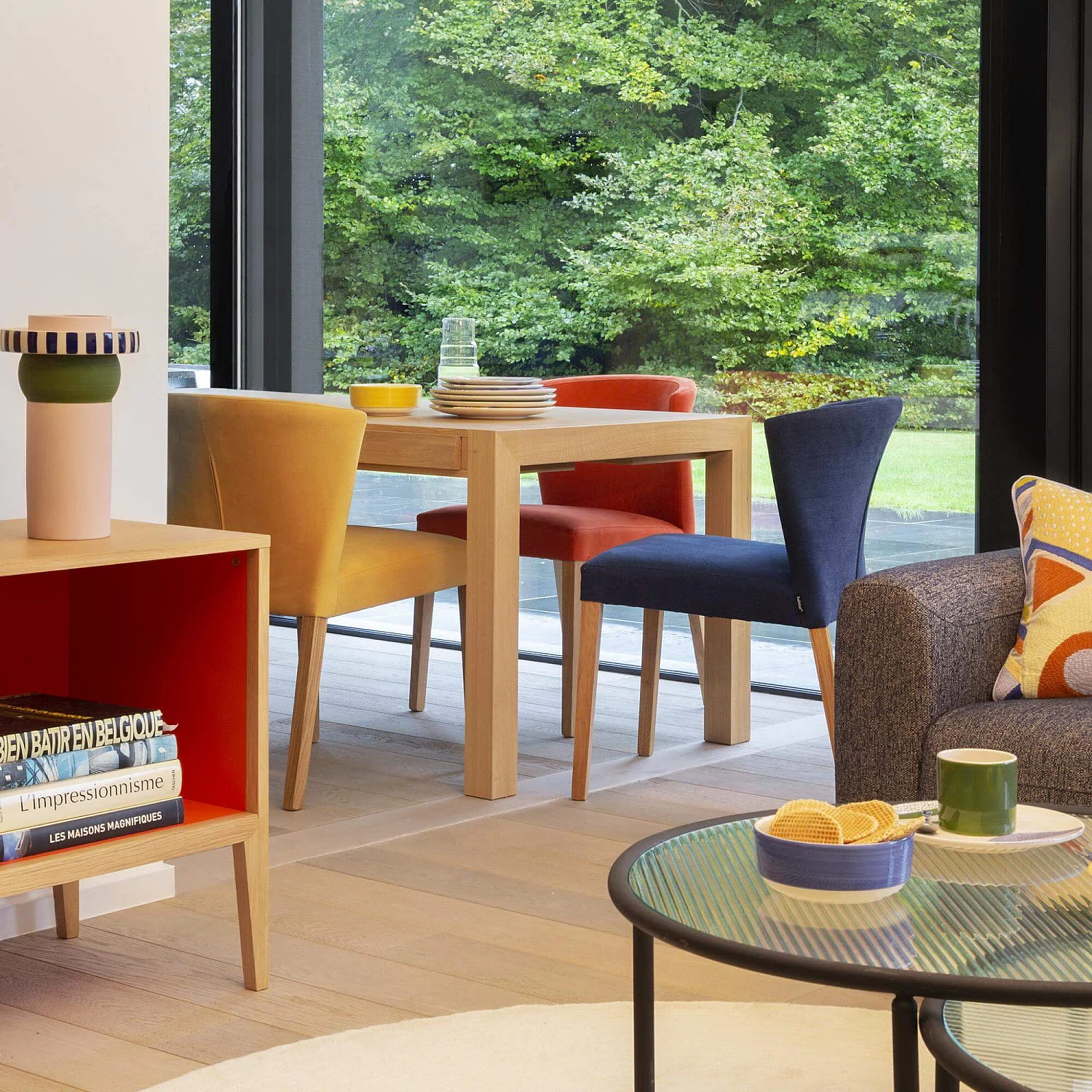 Table rectangulaire 6 tiroirs en chêne - Naturel - Design by Bethan Gray - 1