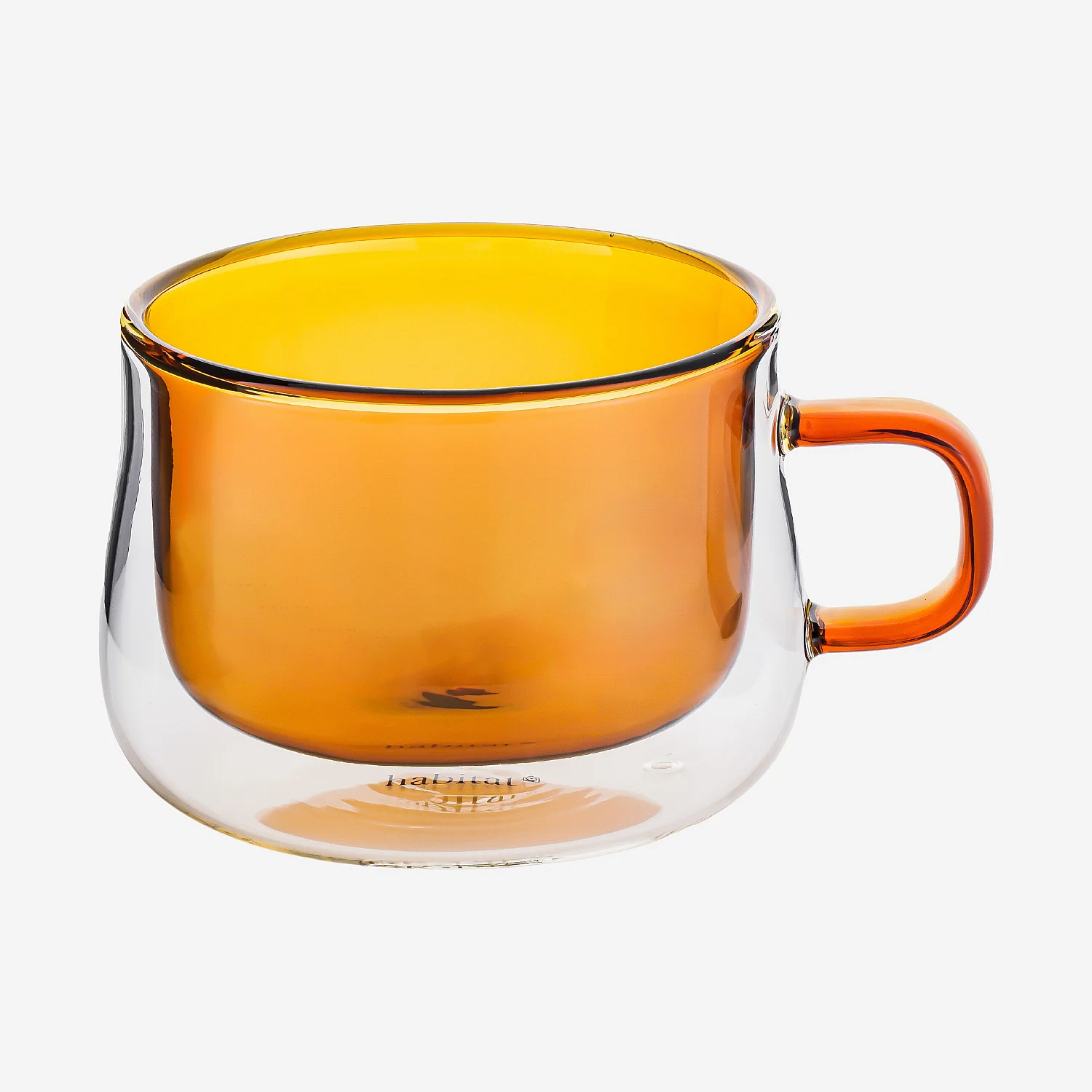 Lot de 2 tasses double paroi en verre avec anse - 22 cl - Orange - 4