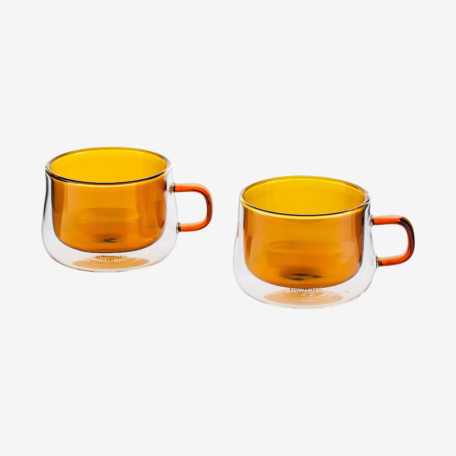 Lot de 2 tasses double paroi en verre avec anse - 22 cl - Orange - 2