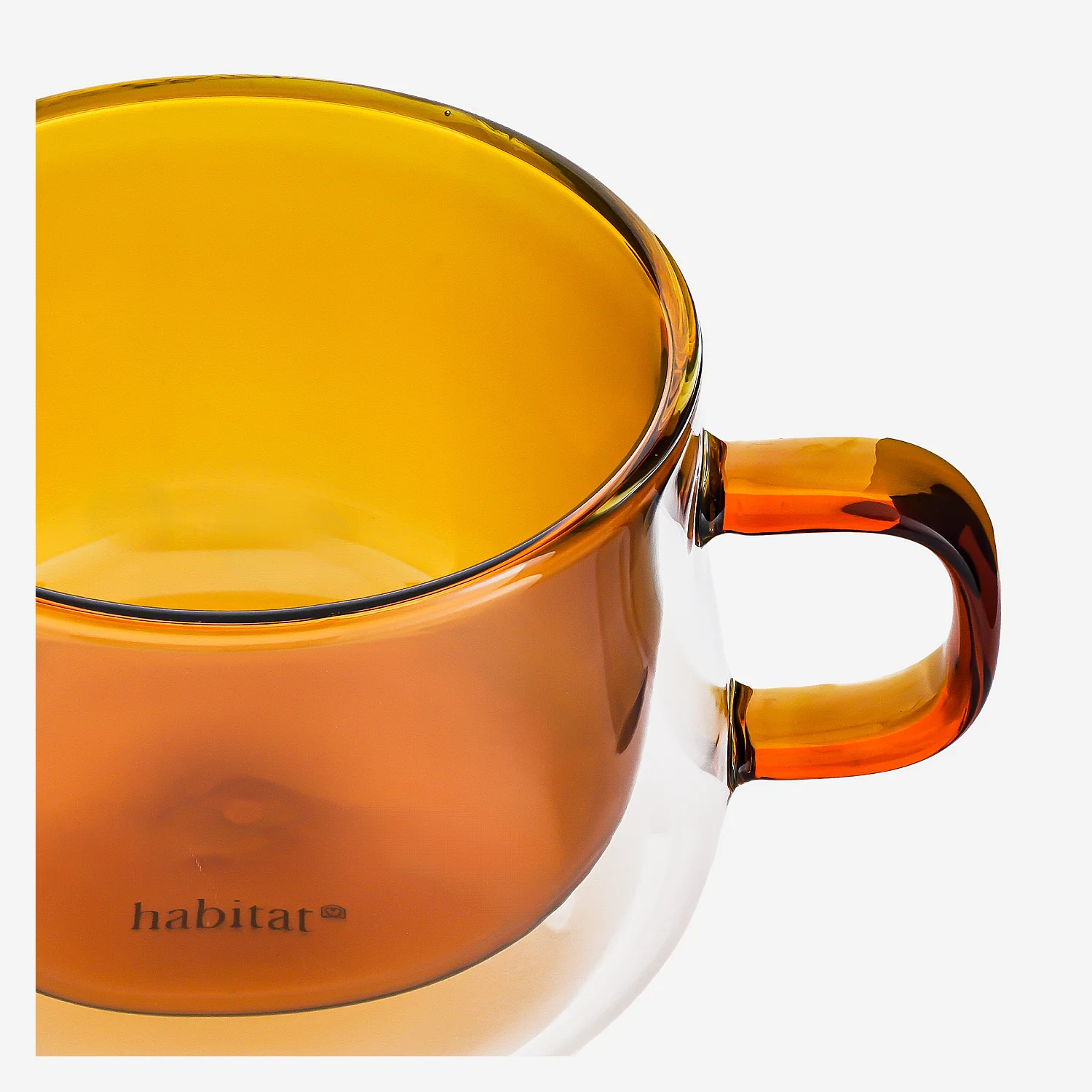 Lot de 2 tasses double paroi en verre avec anse - 22 cl - Orange - 7