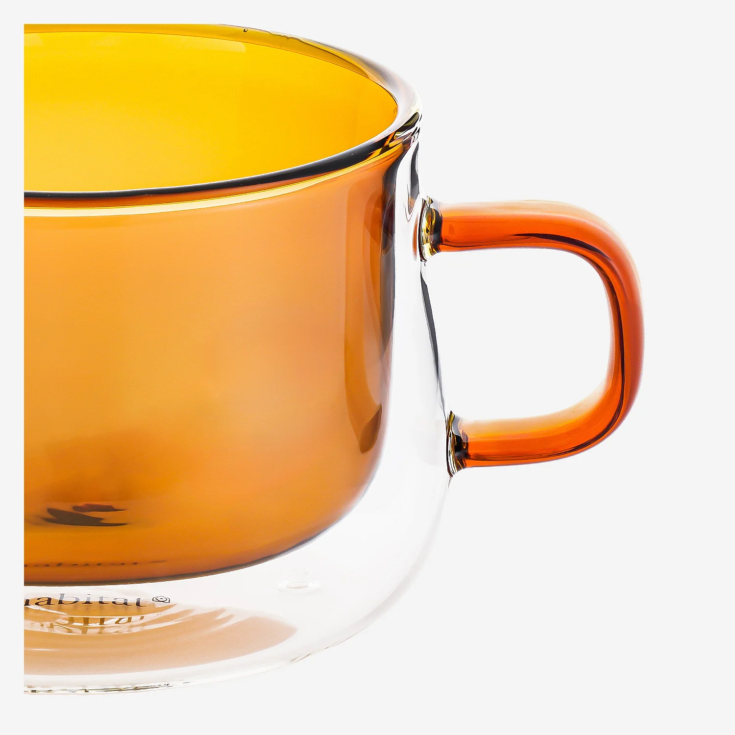 Lot de 2 tasses double paroi en verre avec anse - 22 cl - Orange - 5
