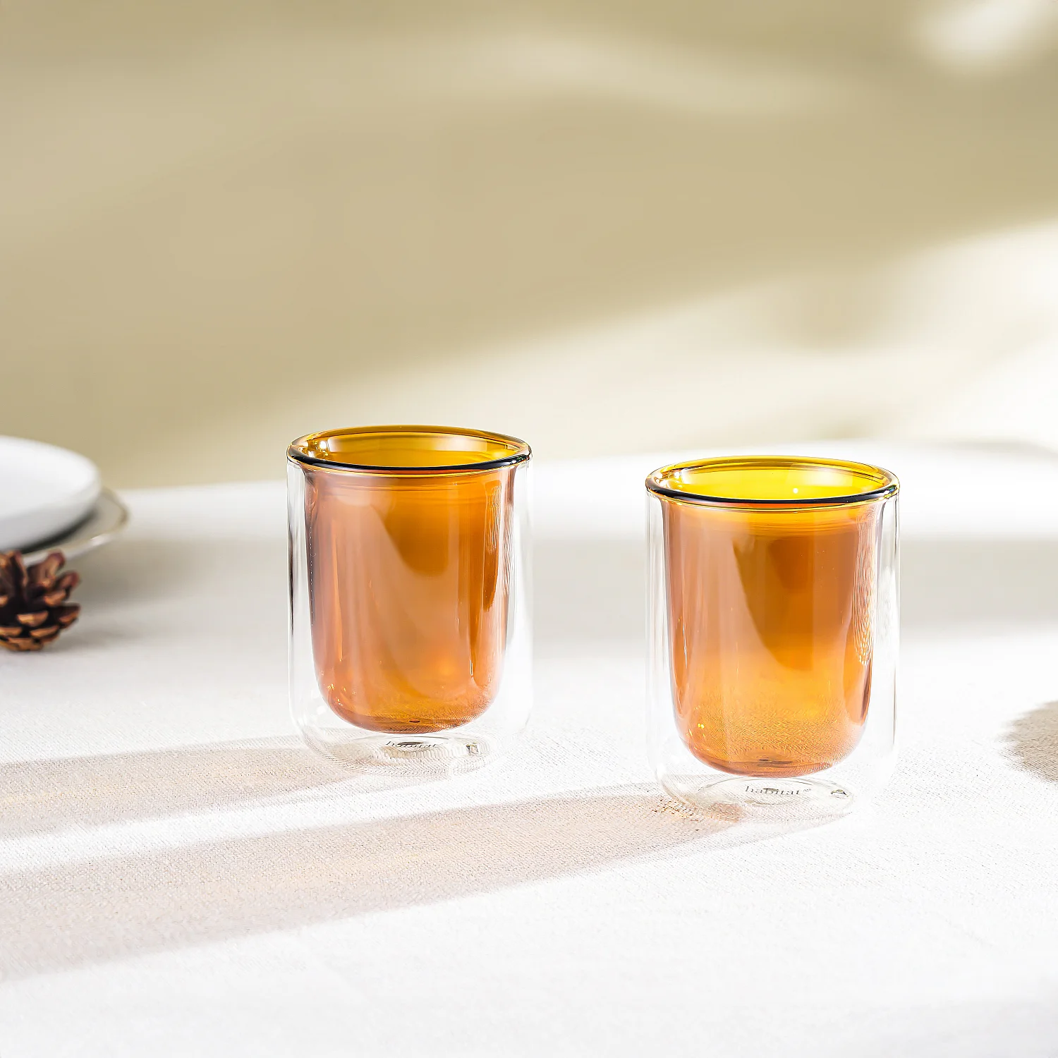 Lot de 2 tasses double paroi en verre - 20 cl  - Orange - 1