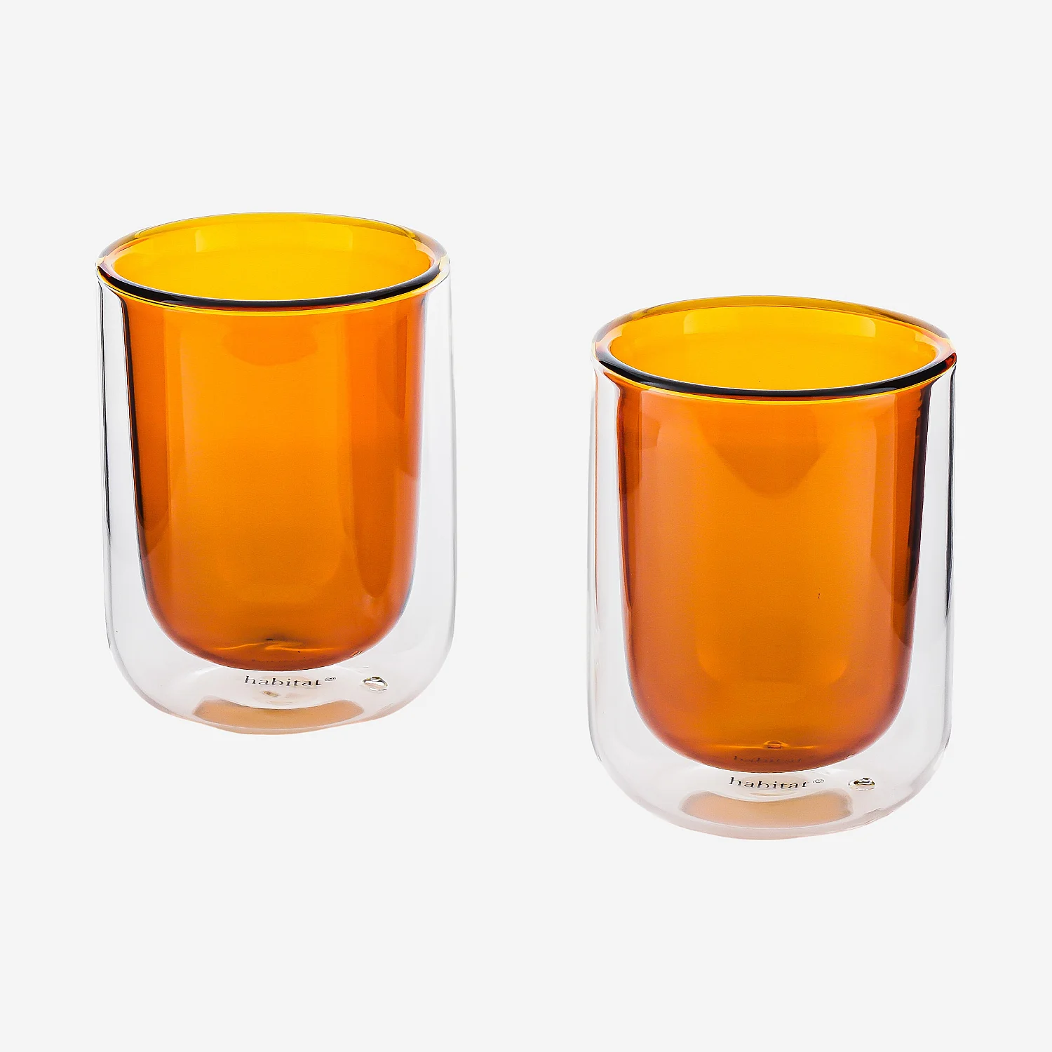 Lot de 2 tasses double paroi en verre - 20 cl  - Orange - 2