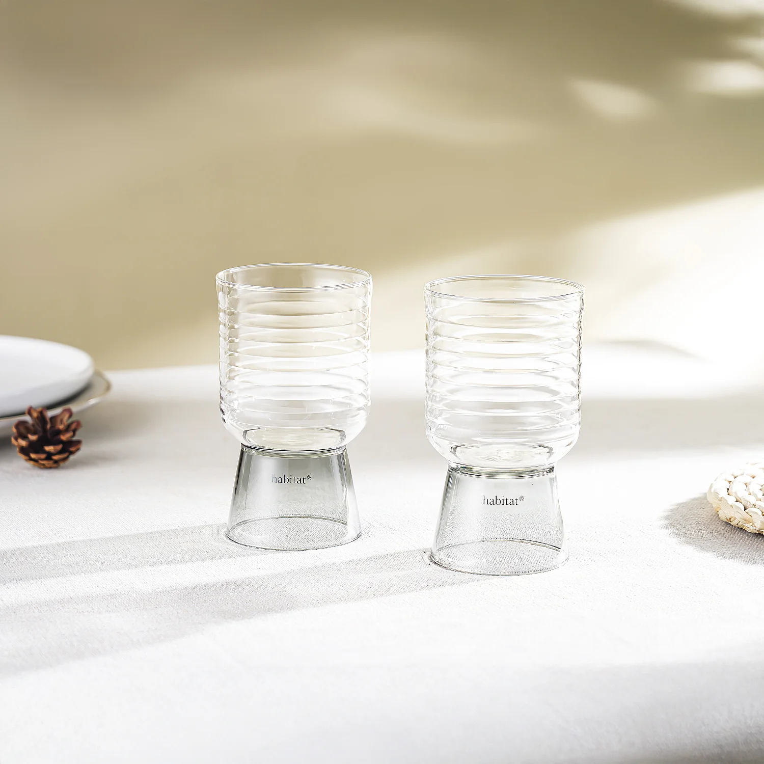 Lot de 2 verres - 35 cl - Gris - 1