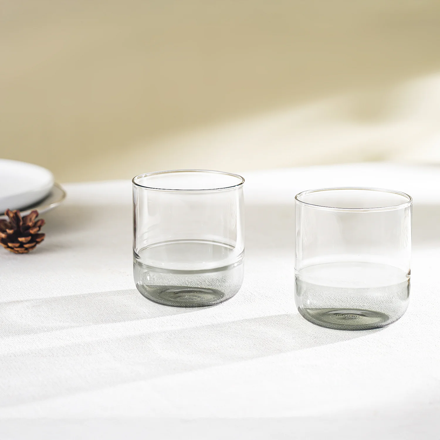 Lot de 2 verres - 34 cl - Gris - 1