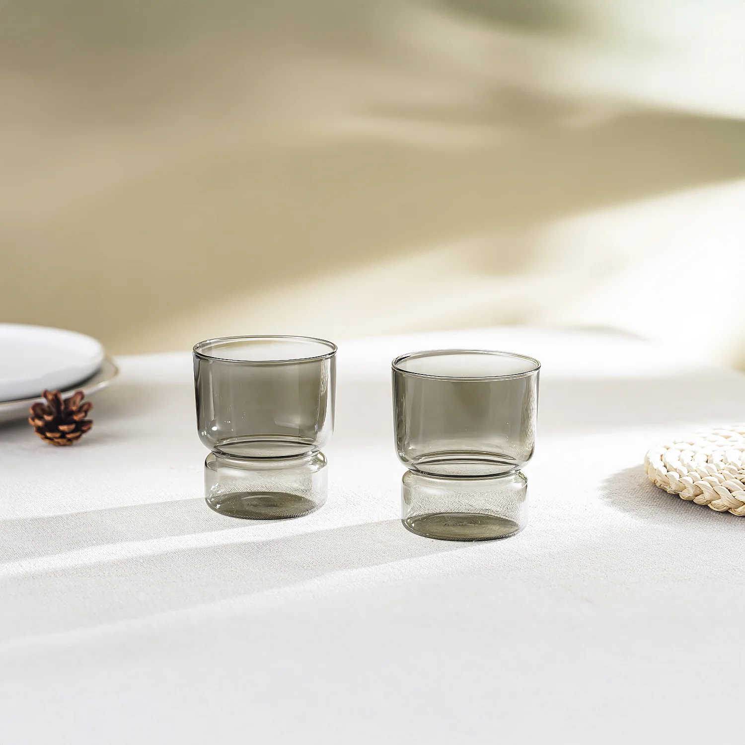 Lot de 2 verres - 30 cl - Gris - 1