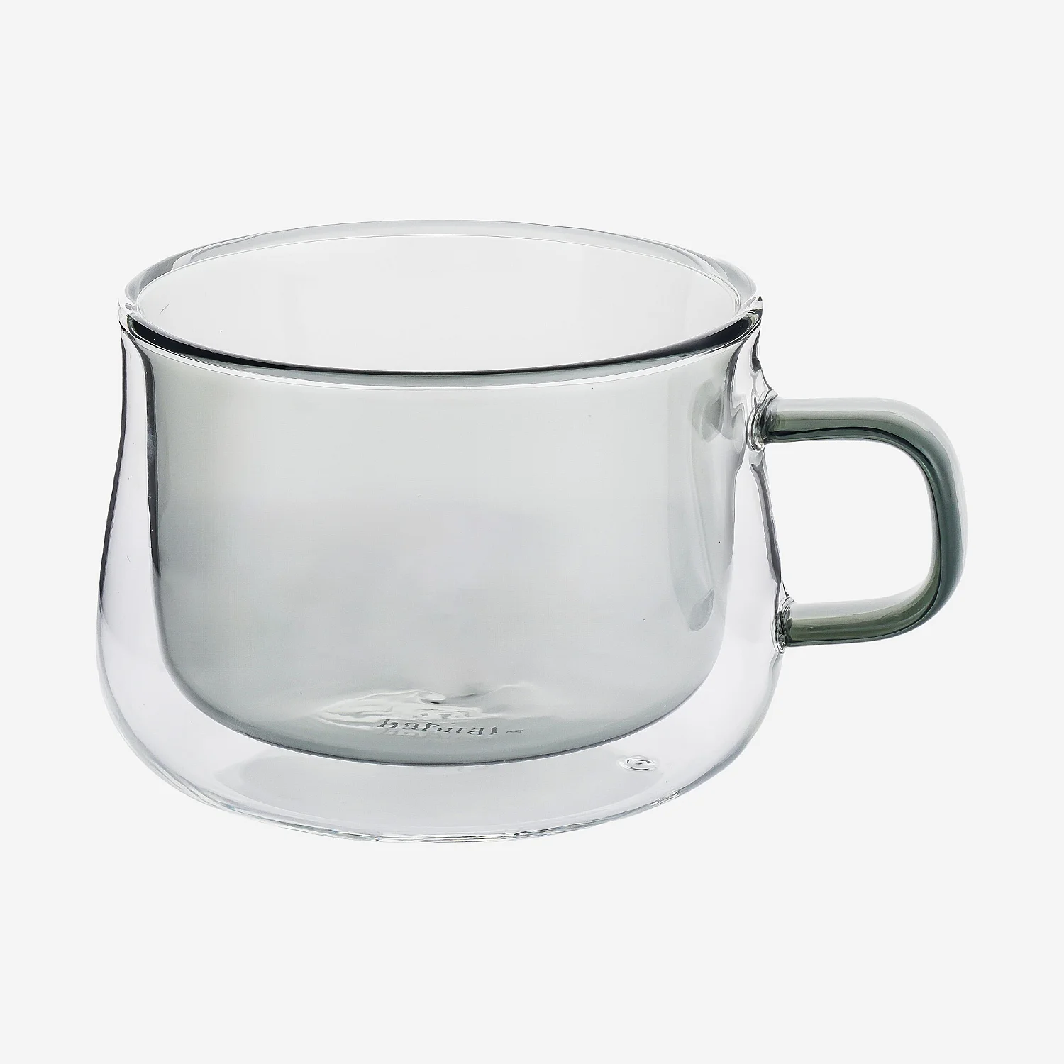 Lot de 2 tasses double paroi en verre avec anse - 22 cl - Gris - 4