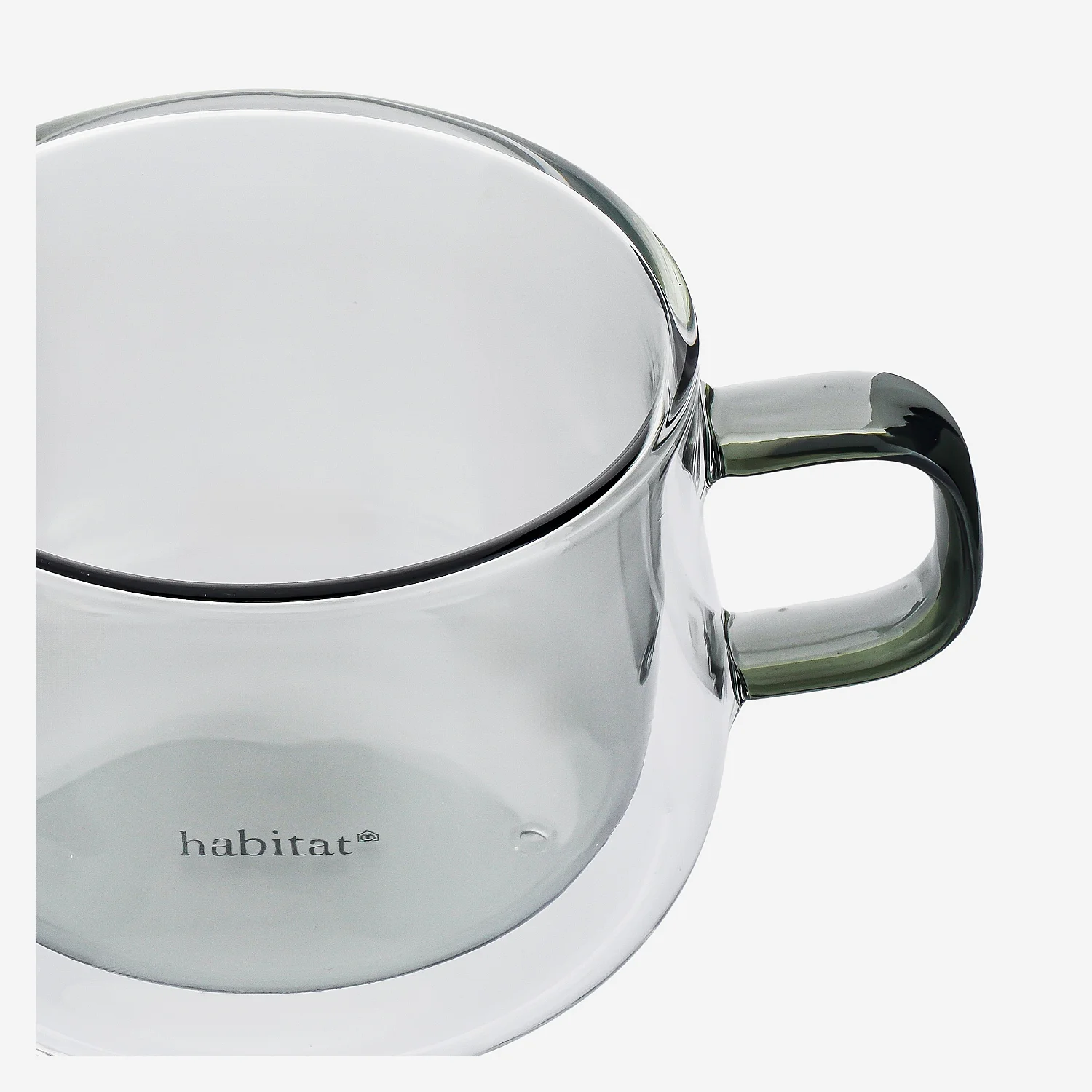 Lot de 2 tasses double paroi en verre avec anse - 22 cl - Gris - 7