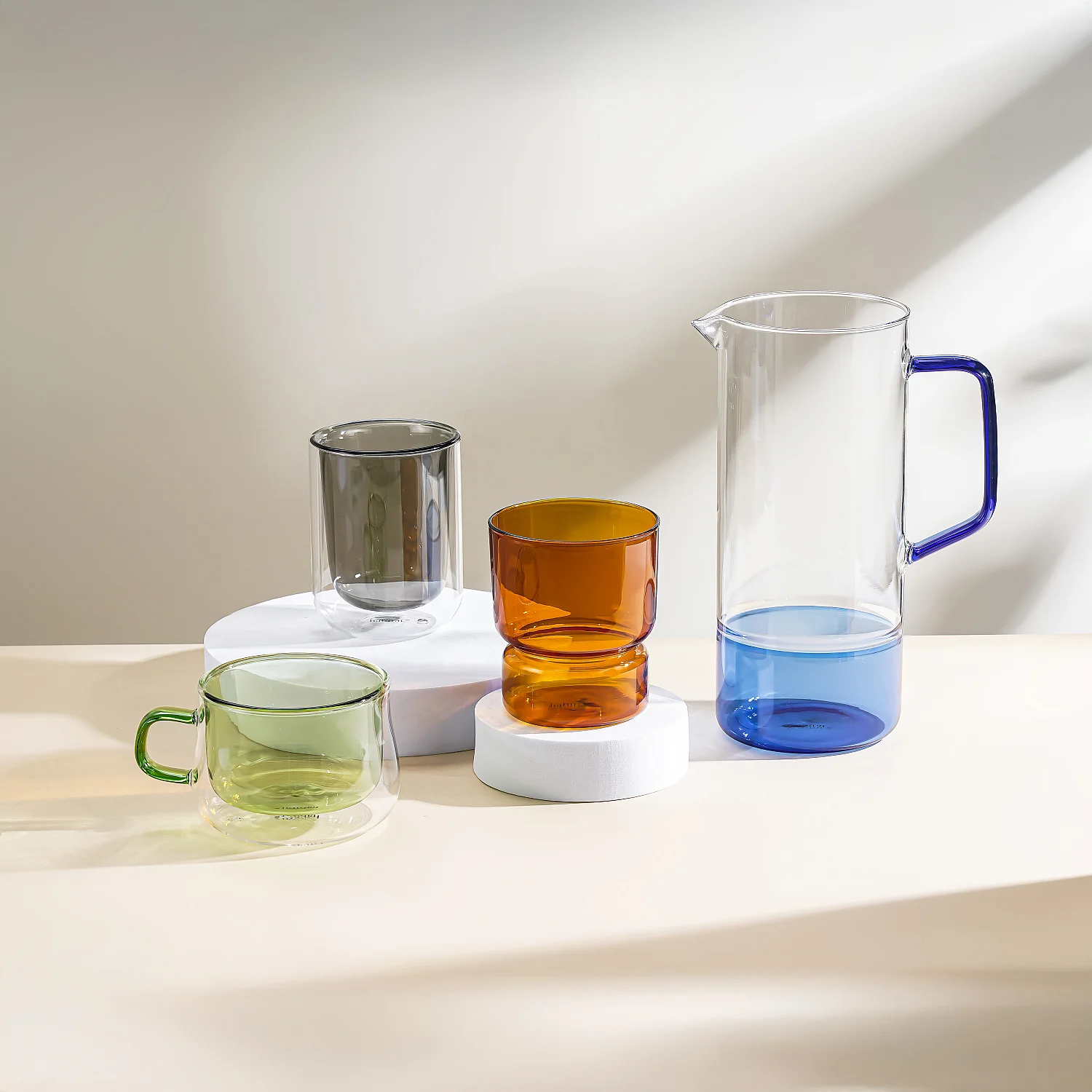 Lot de 2 tasses double paroi en verre - 20 cl  - Gris - 3