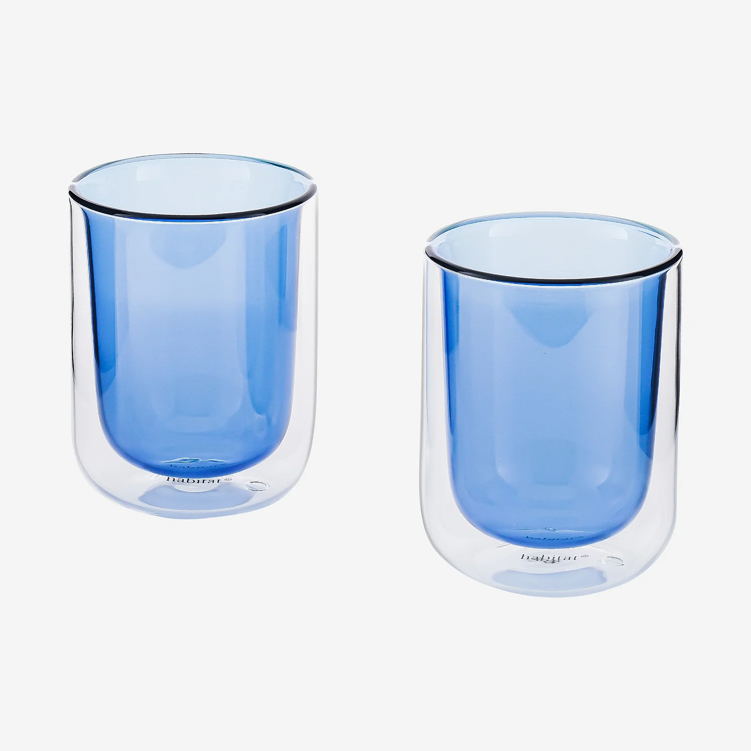 Lot de 2 tasses double paroi en verre - 20 cl  - Bleu - 2