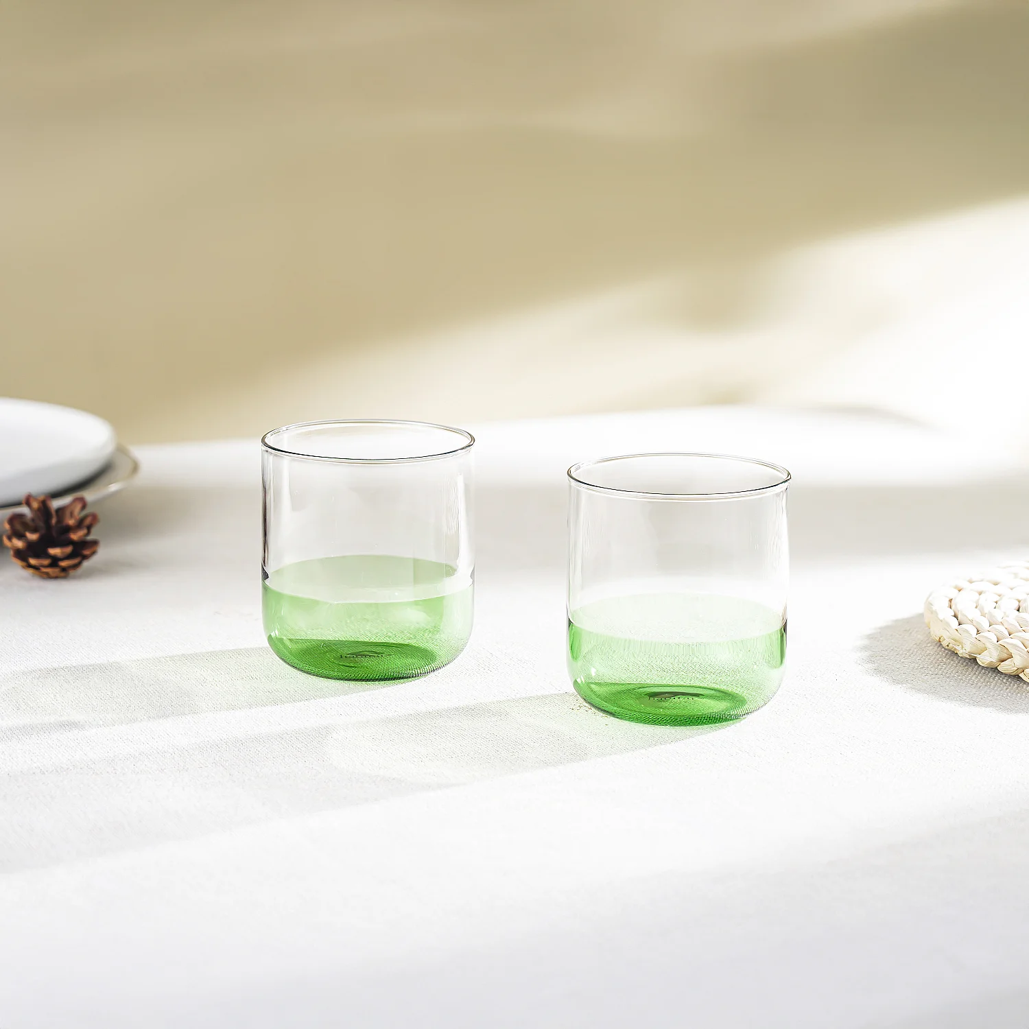 Lot de 2 verres - 34 cl - Vert - 1