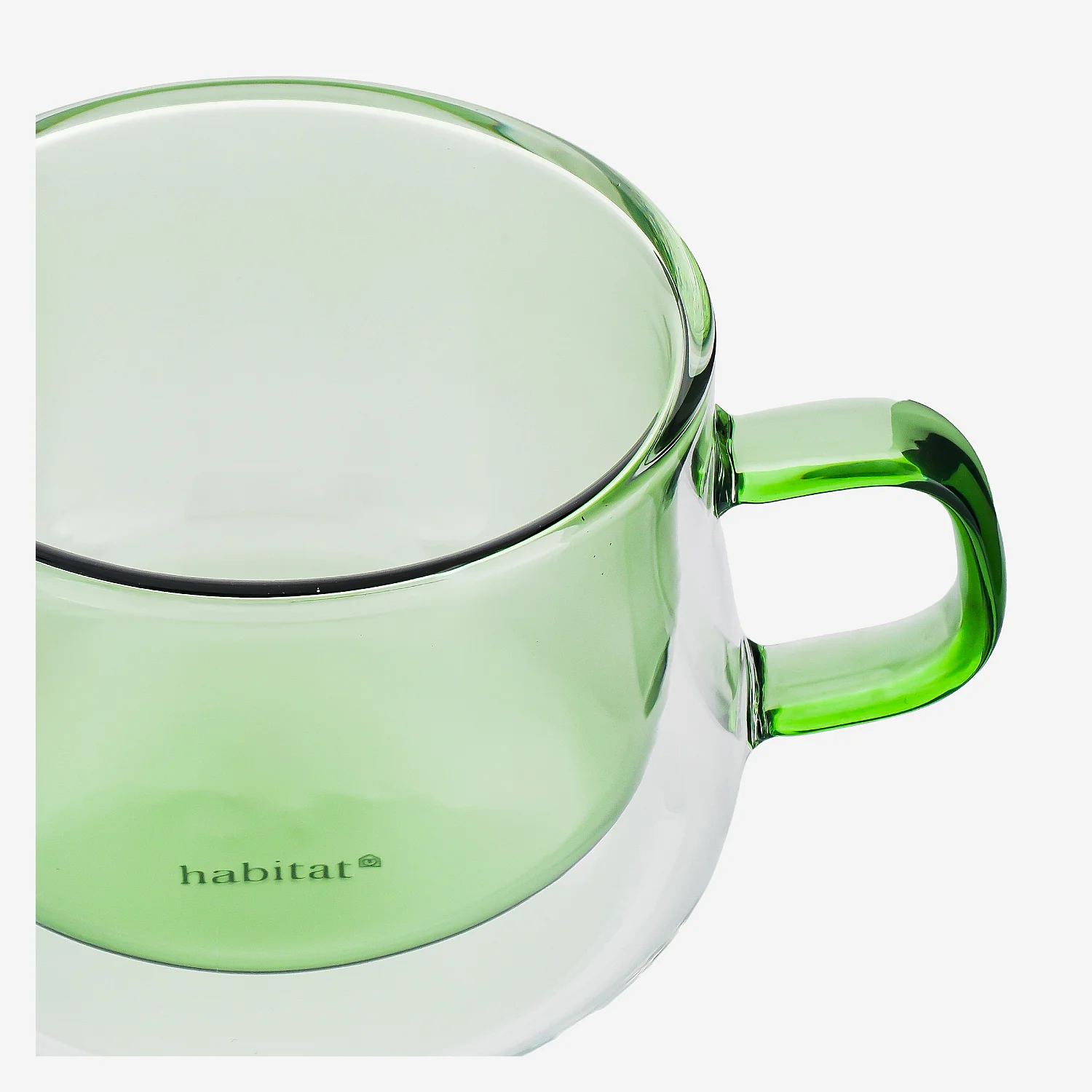 Lot de 2 tasses double paroi en verre avec anse - 22 cl - Vert - 7