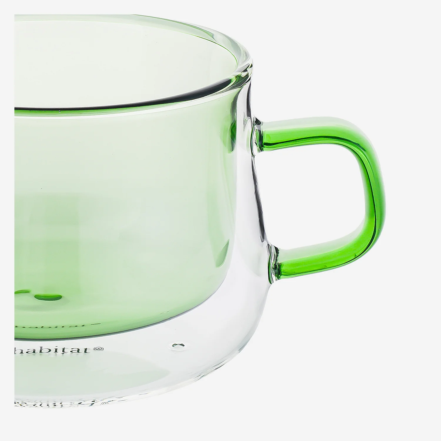 Lot de 2 tasses double paroi en verre avec anse - 22 cl - Vert - 5