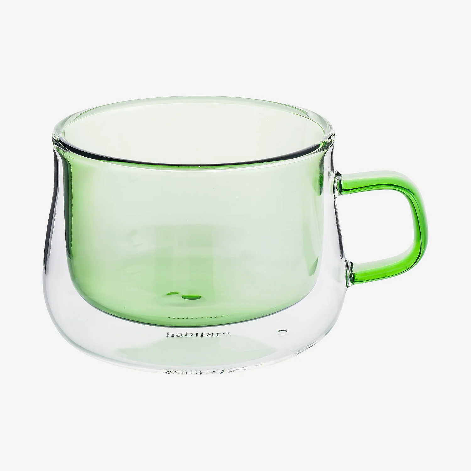 Lot de 2 tasses double paroi en verre avec anse - 22 cl - Vert - 4