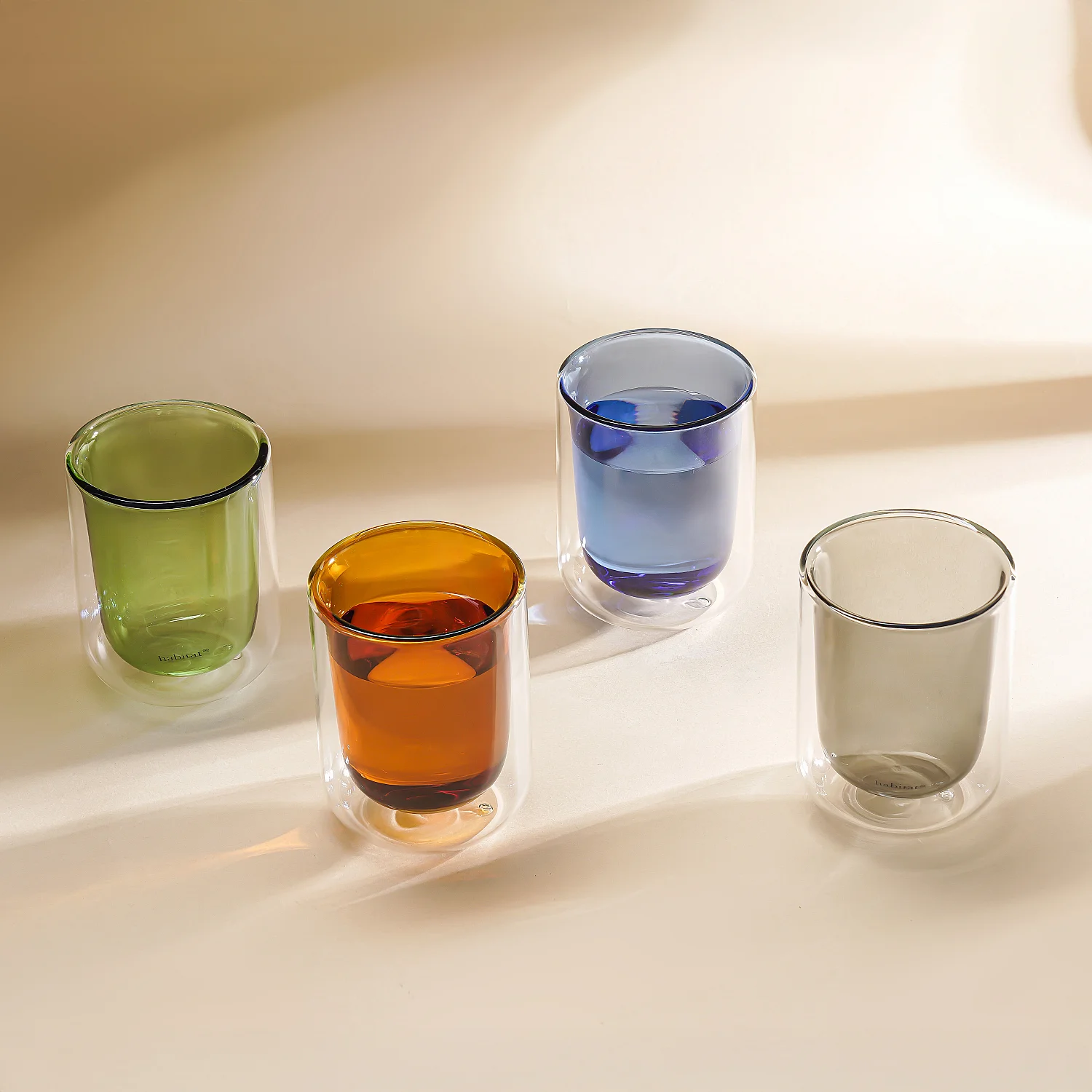 Lot de 2 tasses double paroi en verre - 20 cl  - Vert - 6