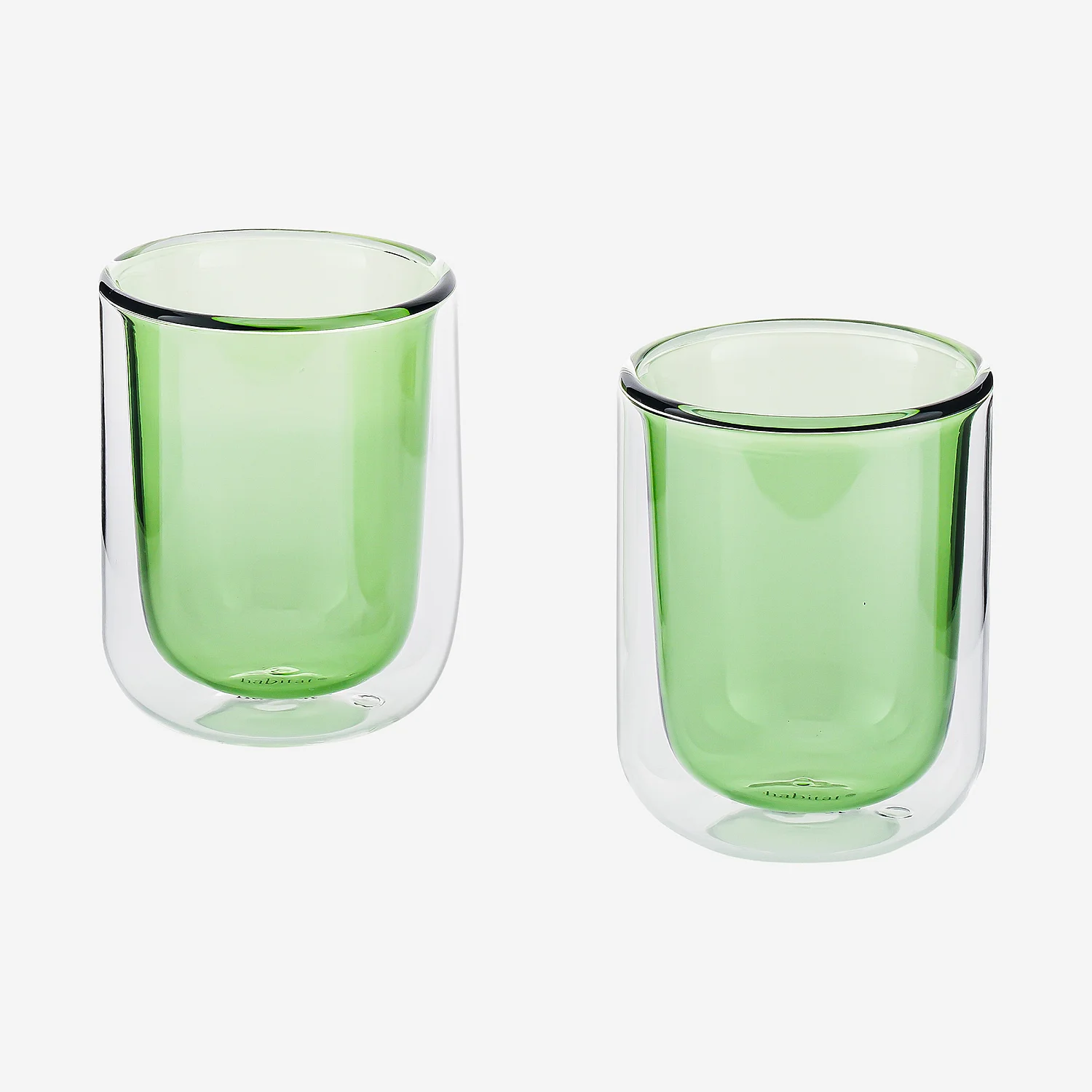 Lot de 2 tasses double paroi en verre - 20 cl  - Vert - 2