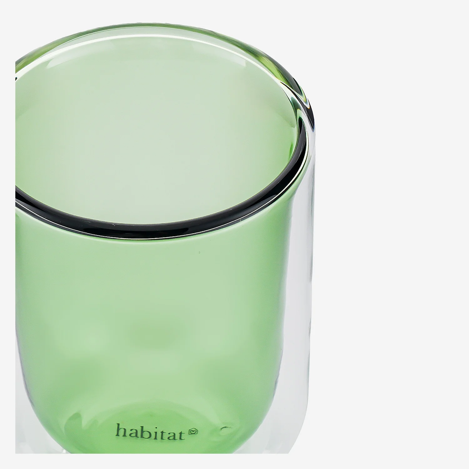 Lot de 2 tasses double paroi en verre - 20 cl  - Vert - 7