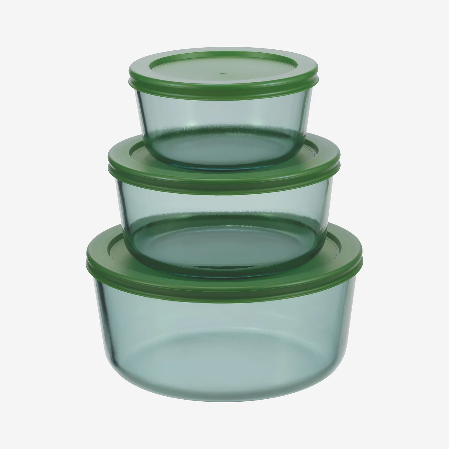 Lot de 3 boîtes de conservation rondes en verre - Vert - 2