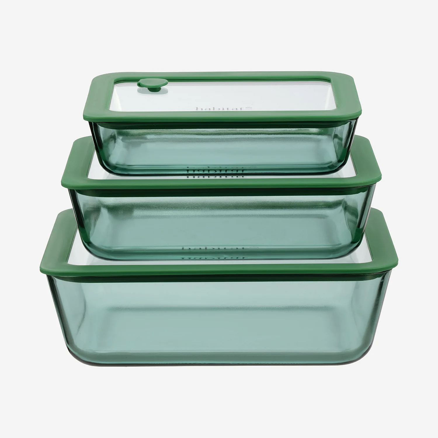 Lot de 3 boîtes de conservation rectangulaires en verre avec couvercle transparent et valve - Vert - 2