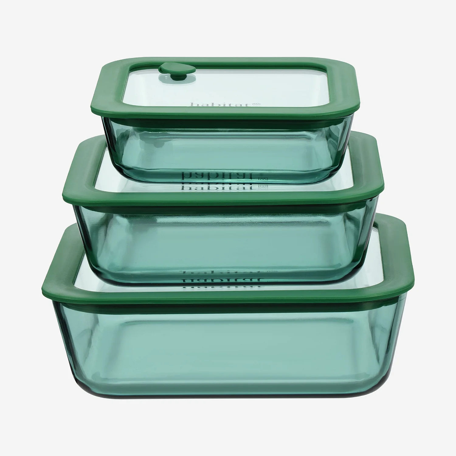 Lot de 3 boîtes de conservation carrées en verre avec couvercle transparent et valve - Vert - 2