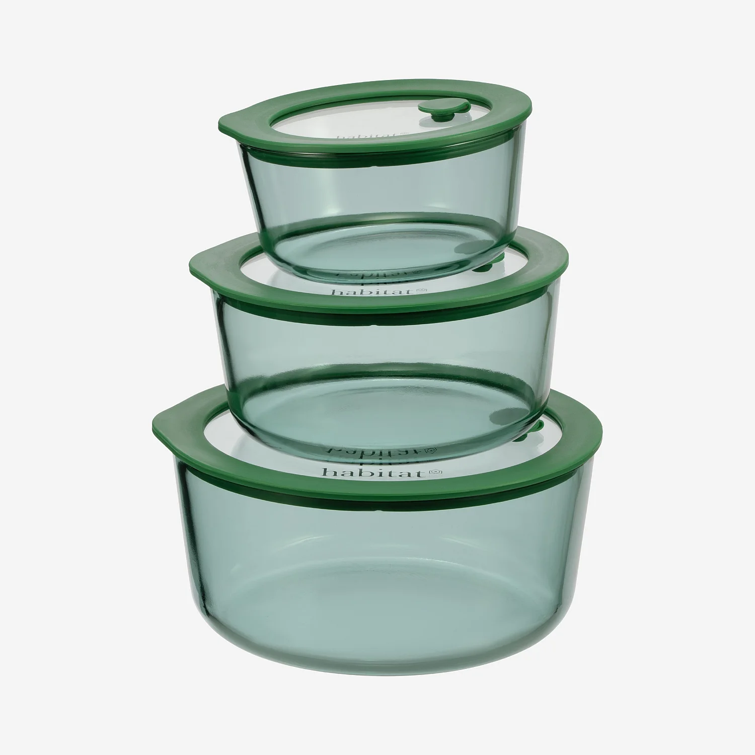 Lot de 3 boîtes de conservation rondes en verre avec couvercle transparent et valve - Vert - 2