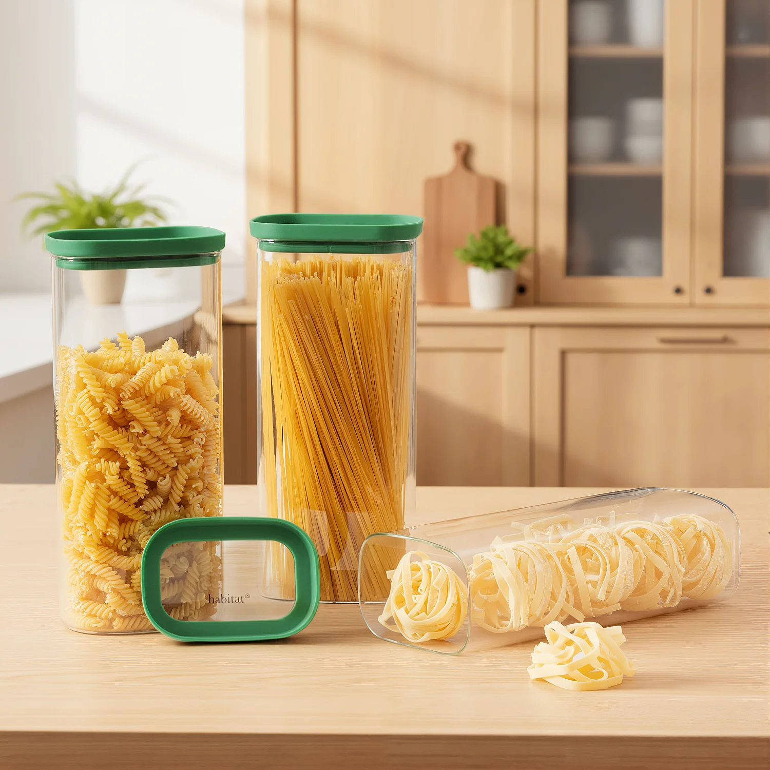 Lot de 3 bocaux de conservation en verre - 200 cl - Vert - 3