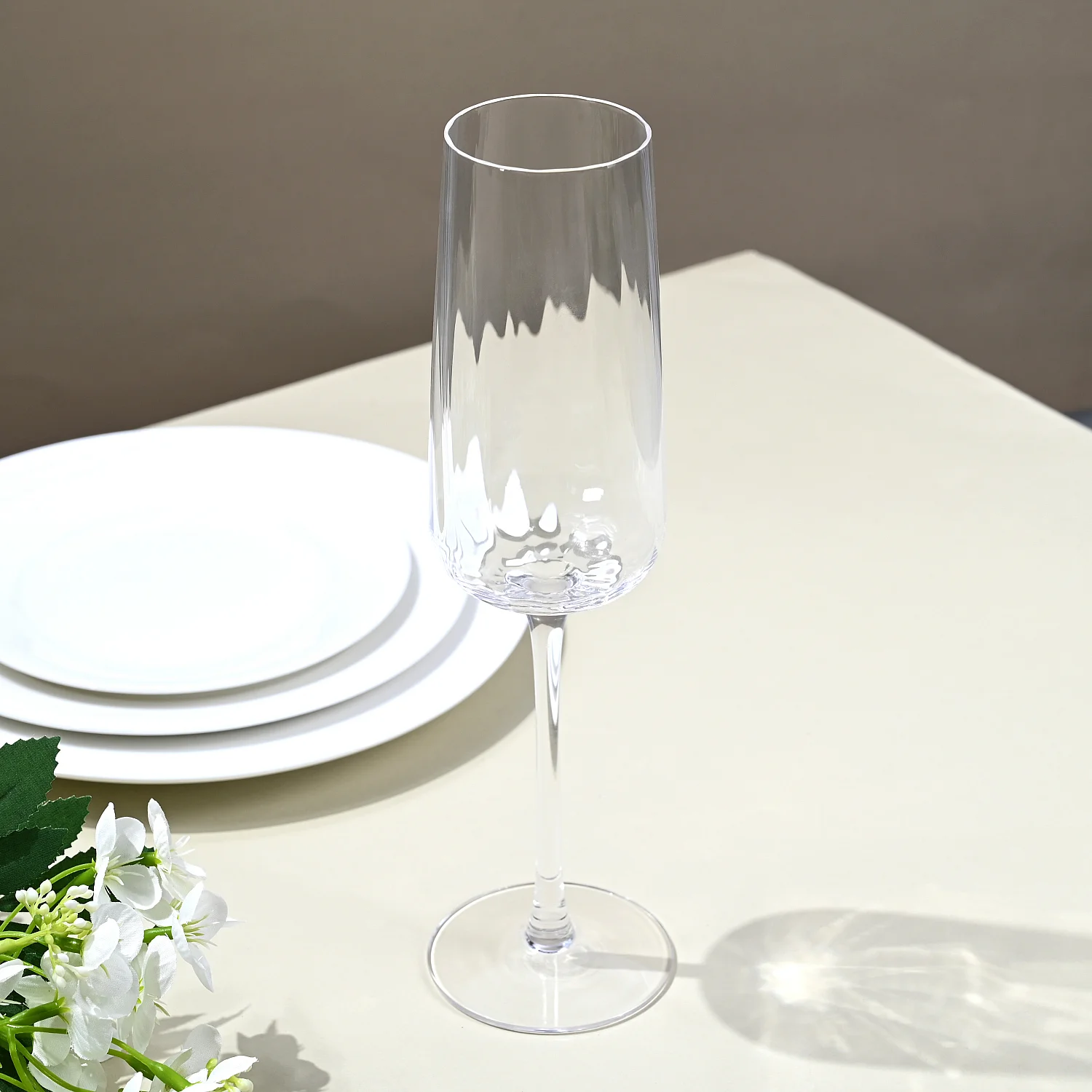 Lot de 6 flûtes à champagne en verre cristallin - 28cl - Transparent - 1