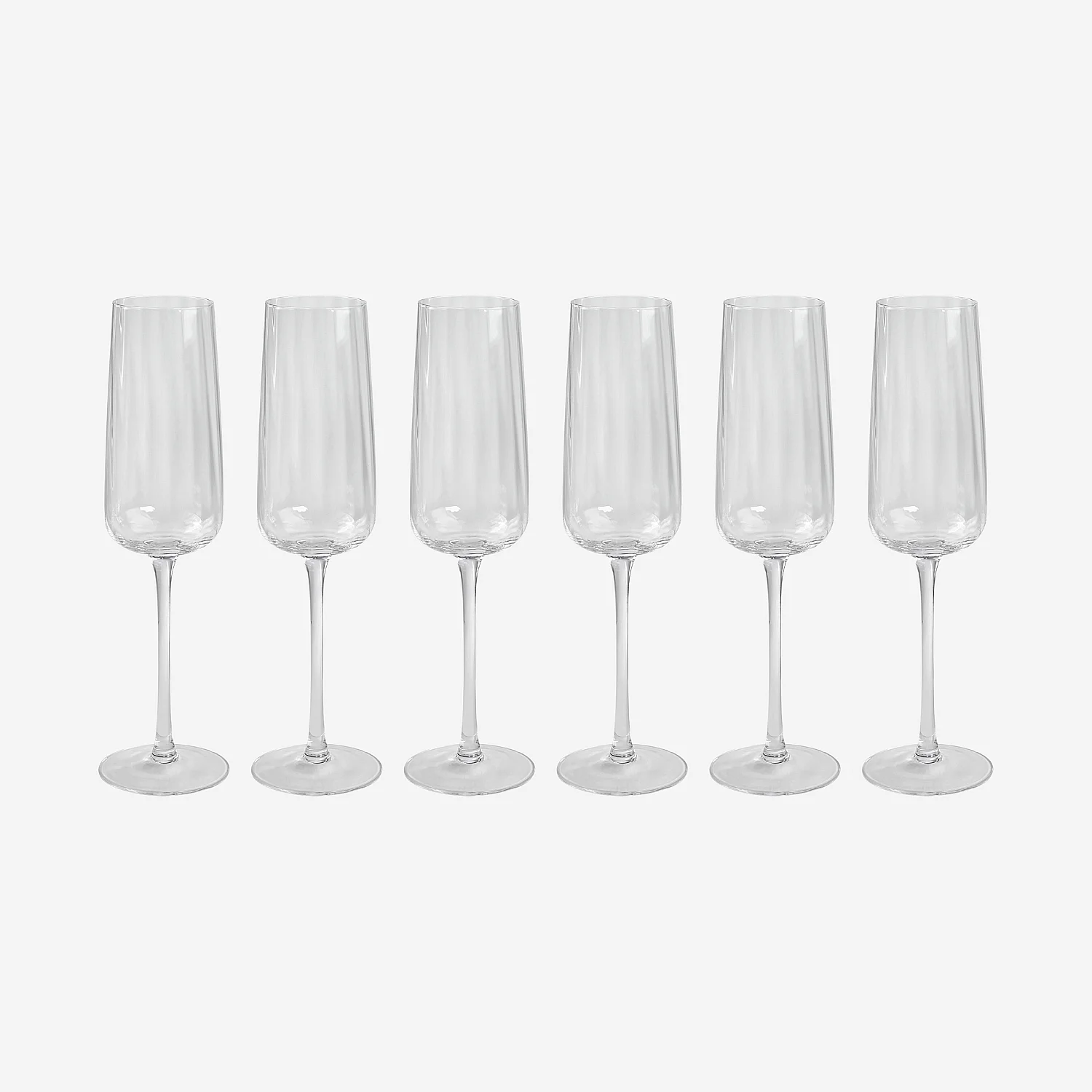 Lot de 6 flûtes à champagne en verre cristallin - 28cl - Transparent - 2
