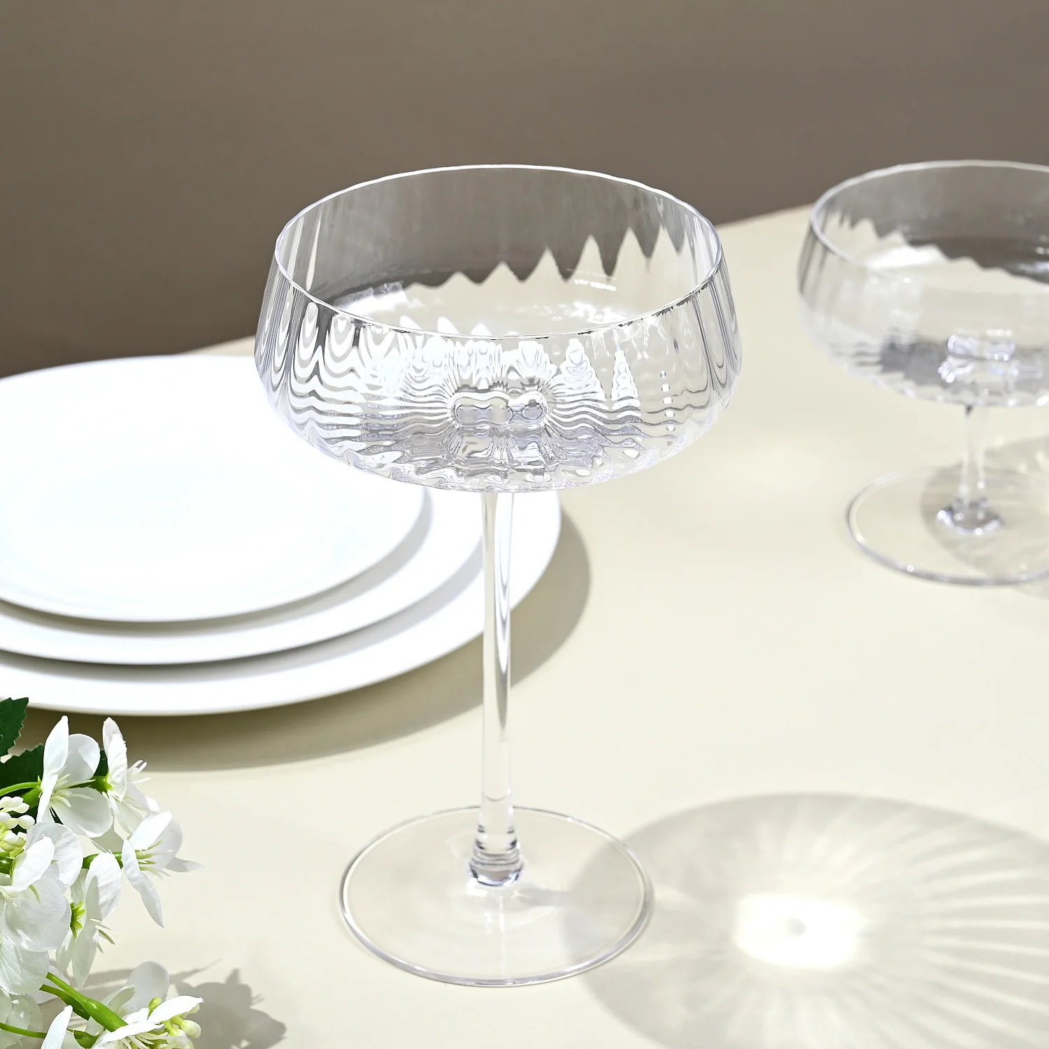 Lot de 6 coupes à champagne en verre cristallin - 32cl - Transparent - 1