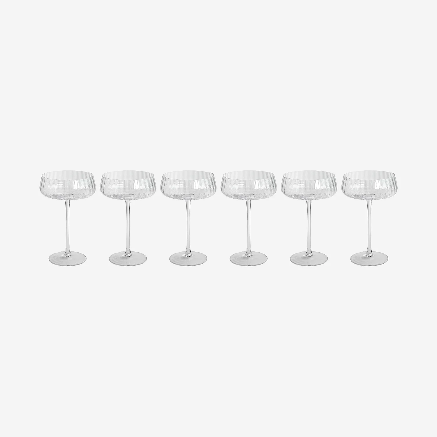 Lot de 6 coupes à champagne en verre cristallin - 32cl - Transparent - 2