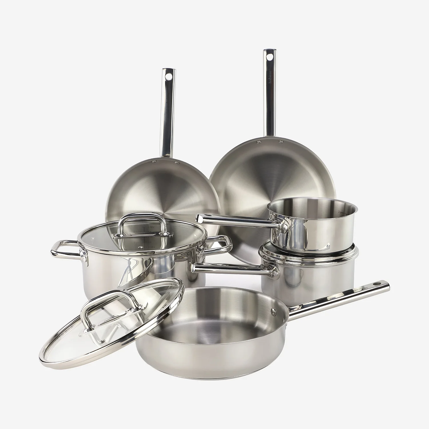 Batterie de cuisine 9 pièces en acier inoxydable tous feux - Argenté - 2