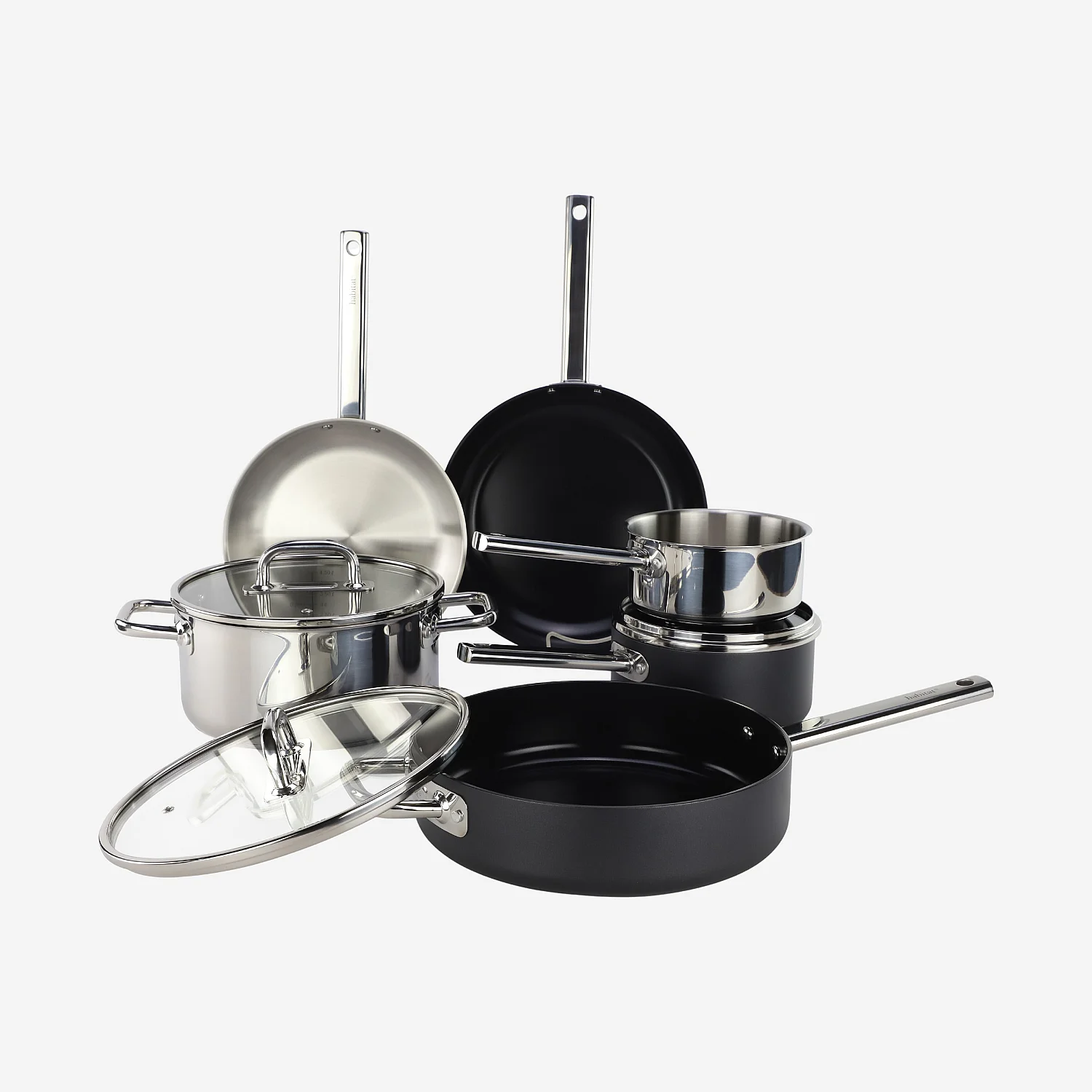 Batterie de cuisine 9 pièces en aluminium et inox tous feux - Noir - 2