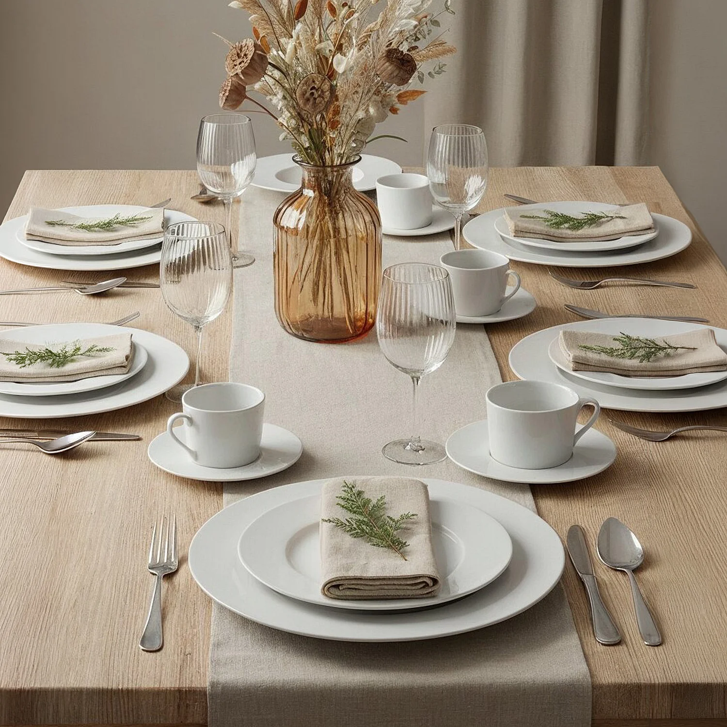 Lot de 6 grandes assiettes plates en porcelaine - 29 cm - Blanc - 1